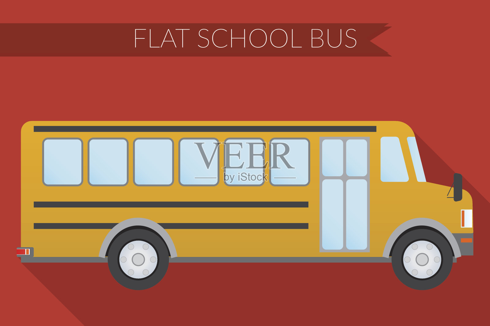 平面设计矢量插图城市交通，校车，侧视图插画图片素材