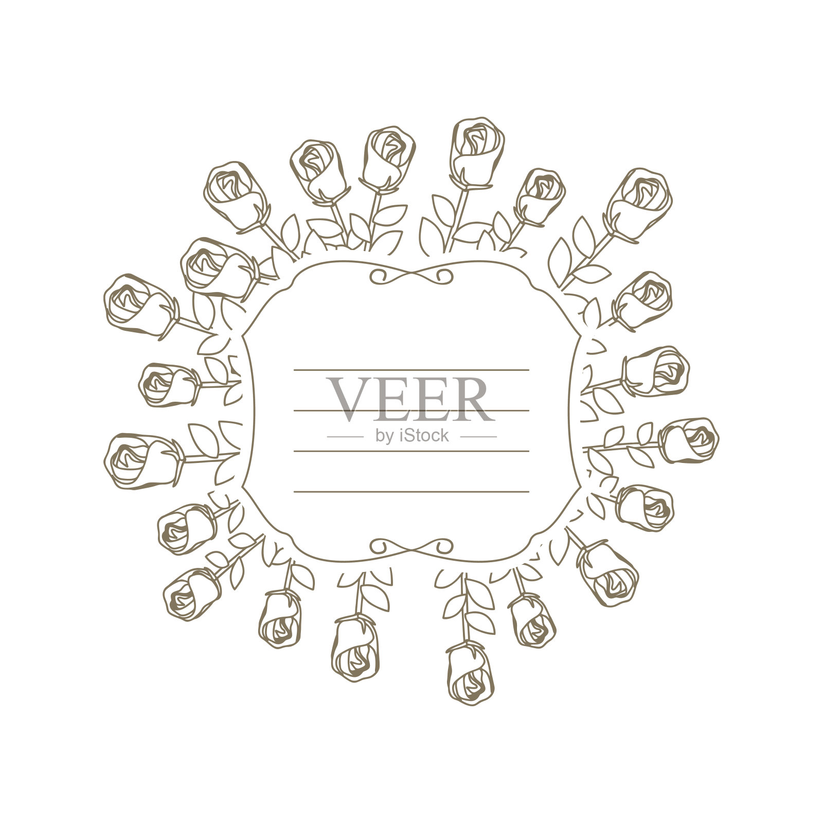 浪漫复古的玫瑰框架。的矢量图插画图片素材