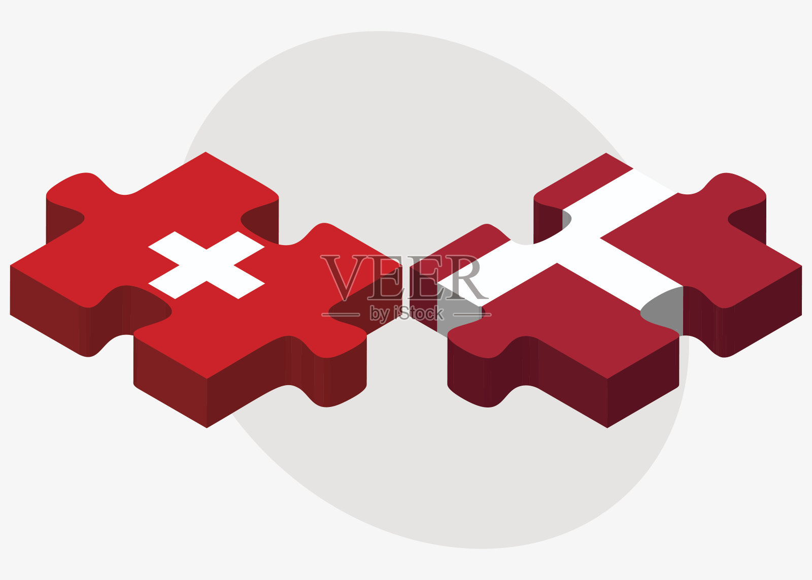 瑞士和丹麦王国国旗插画图片素材