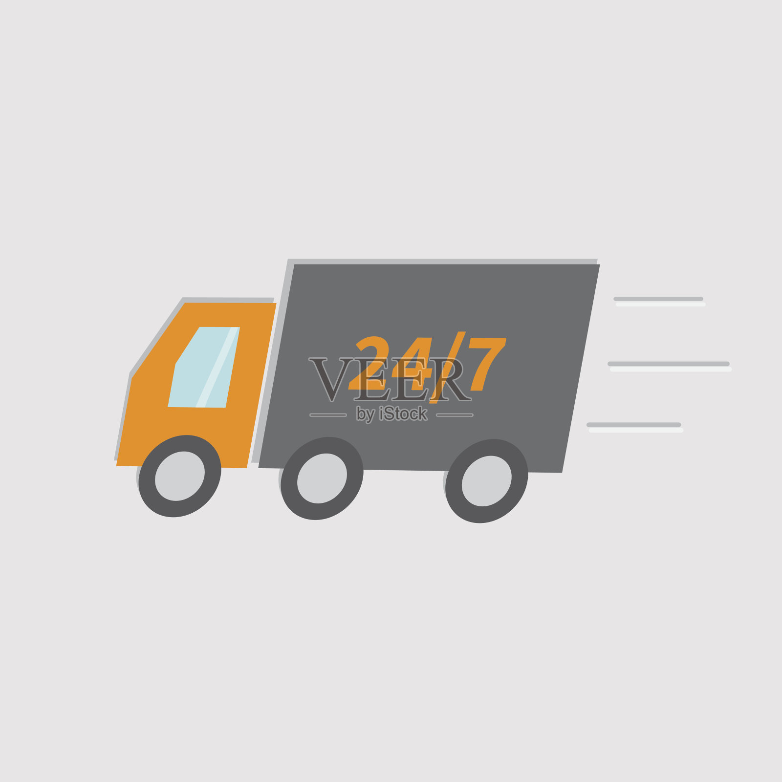 免费送车服务。高速公路隔离卡车。平插画图片素材