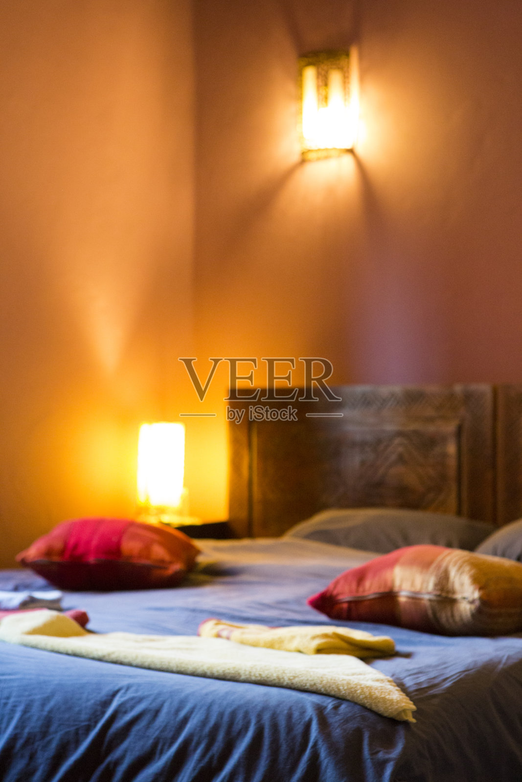 正宗的摩洛哥卧室在传统的家庭照片摄影图片