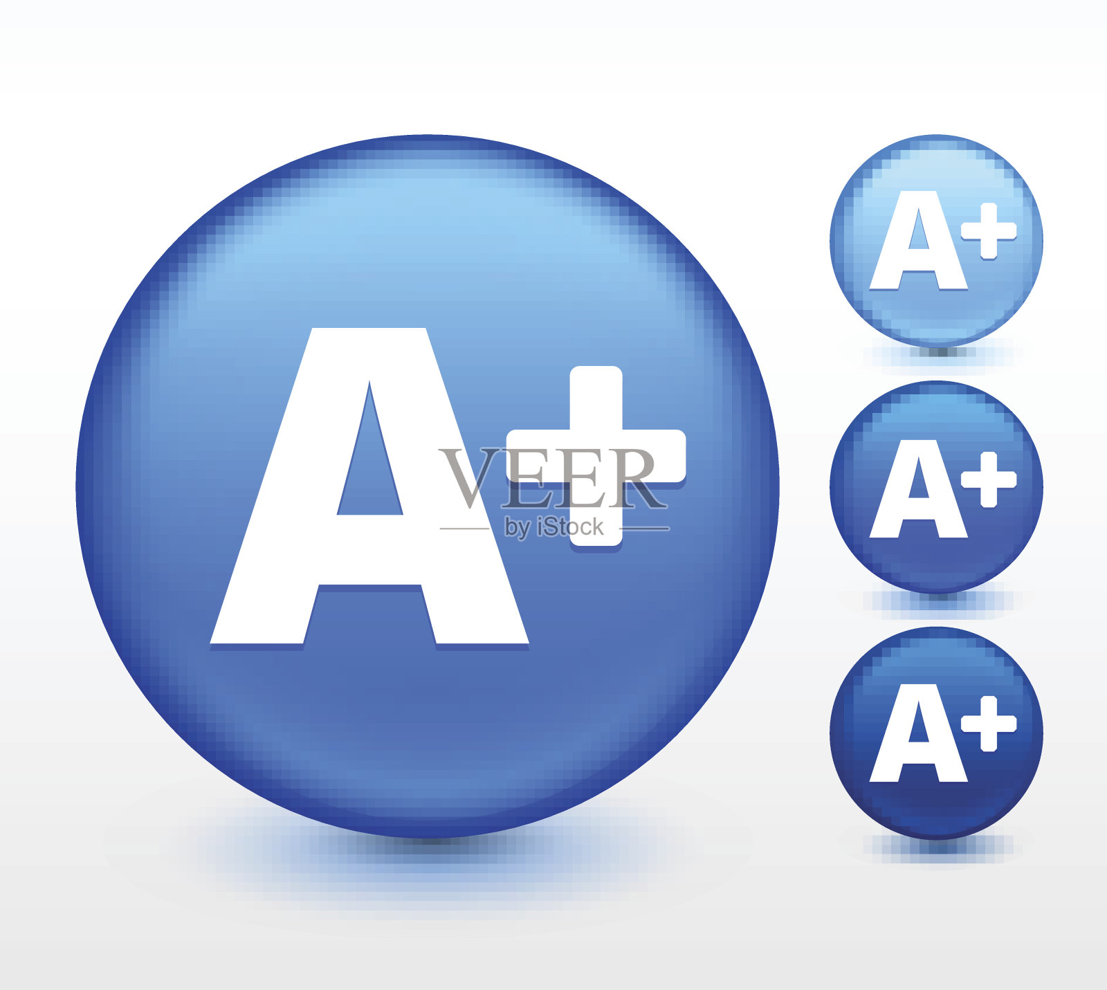 蓝色圆形按钮A+级插画图片素材