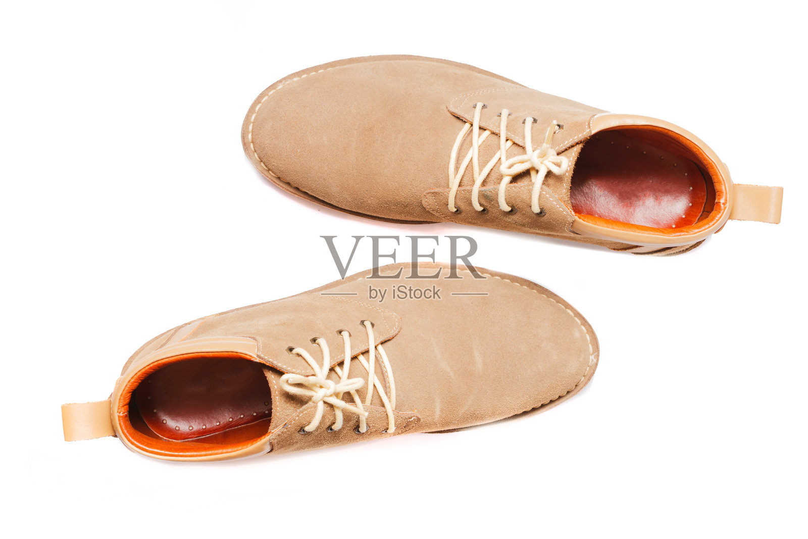 棕色人的时尚鞋孤立在白色背景照片摄影图片