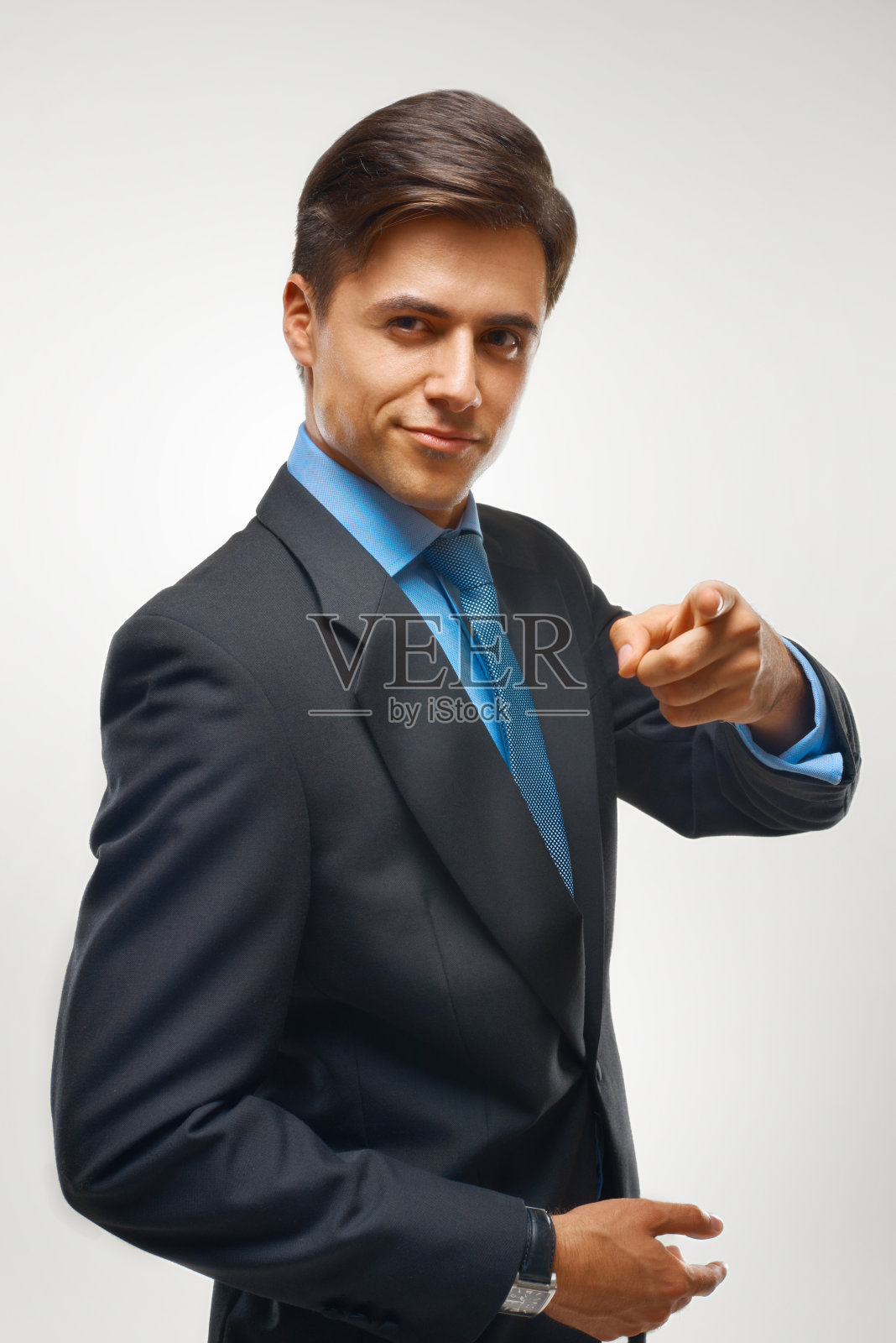 商人指着你。照片摄影图片