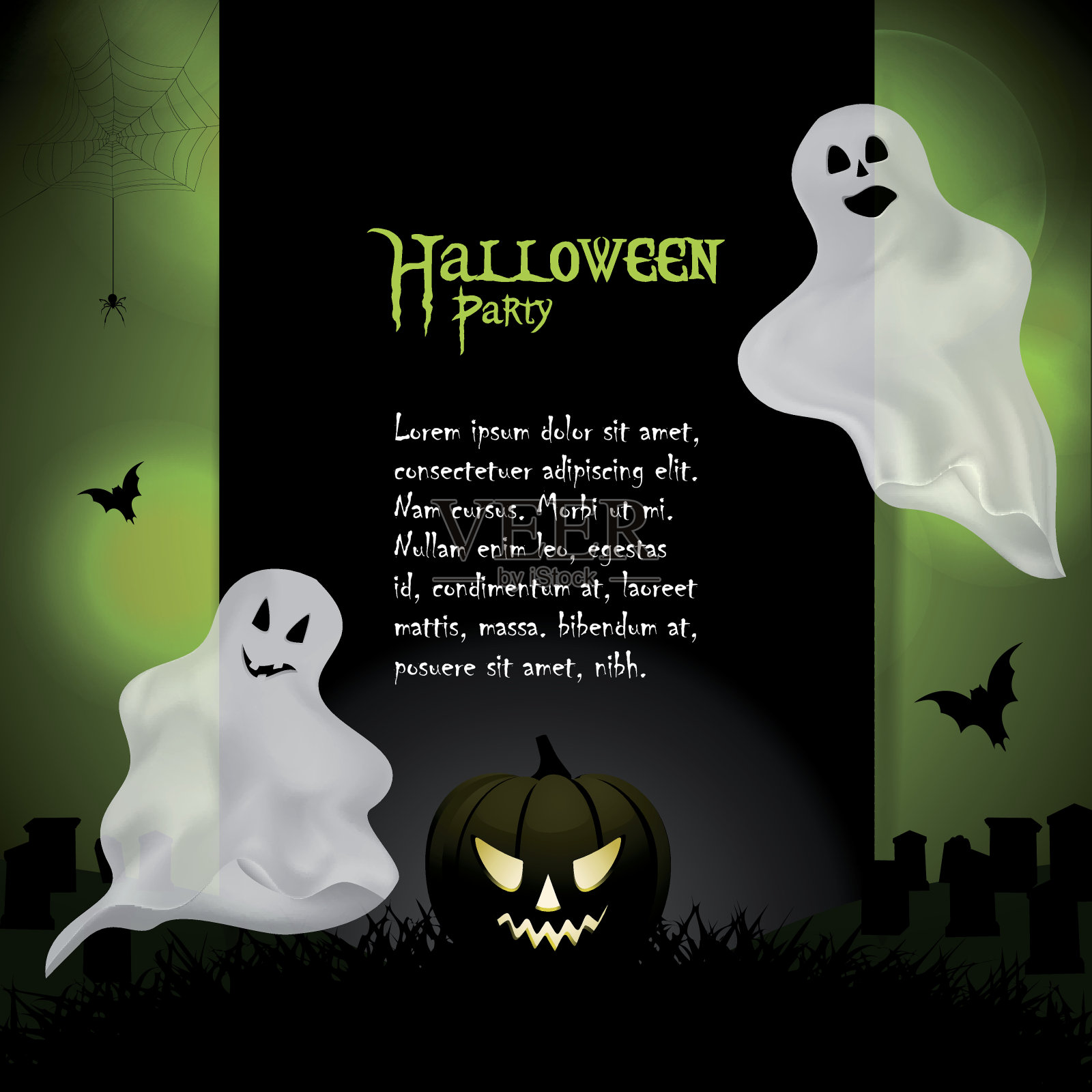 万圣节幽灵背景与样本文本设计模板素材