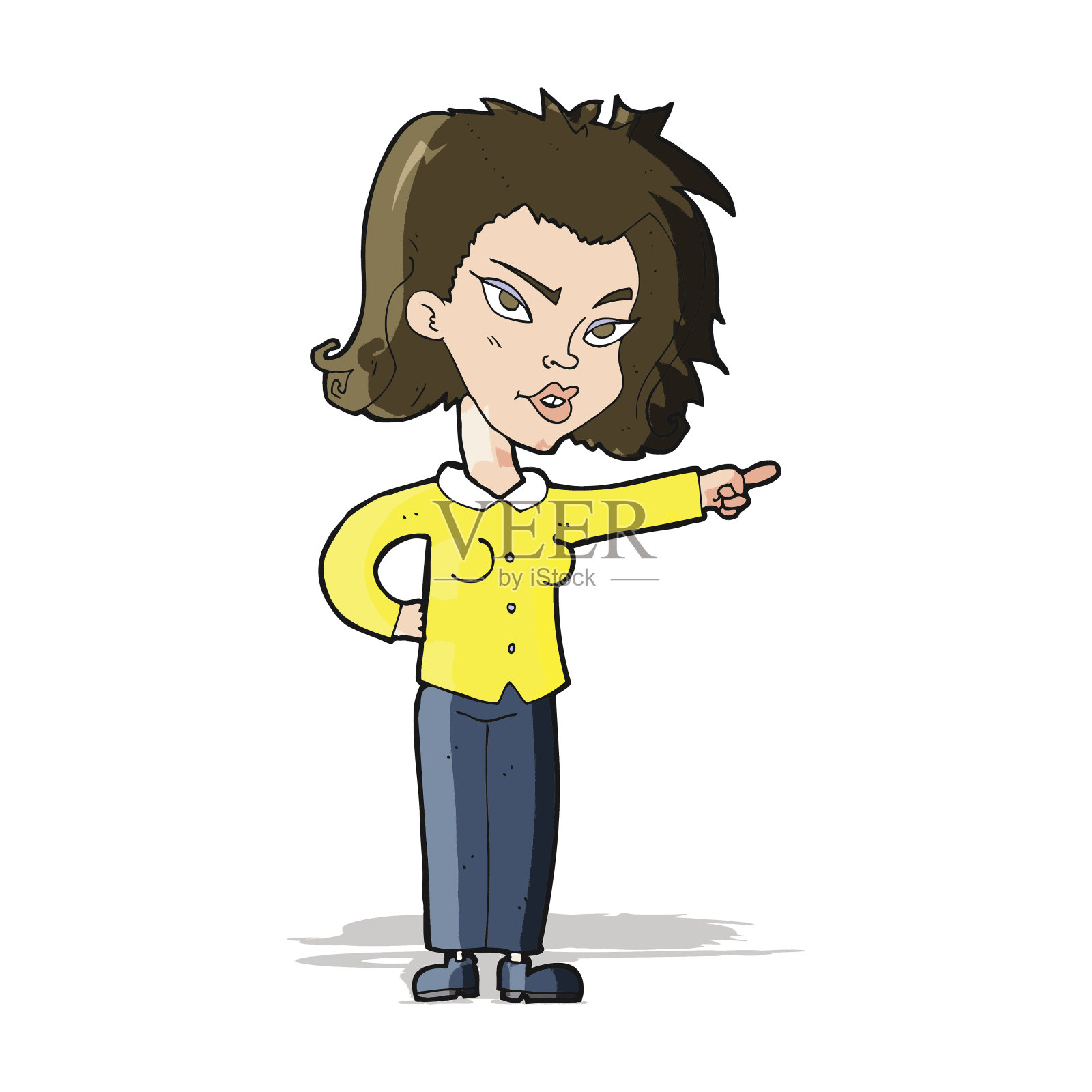 卡通女人指向设计元素图片