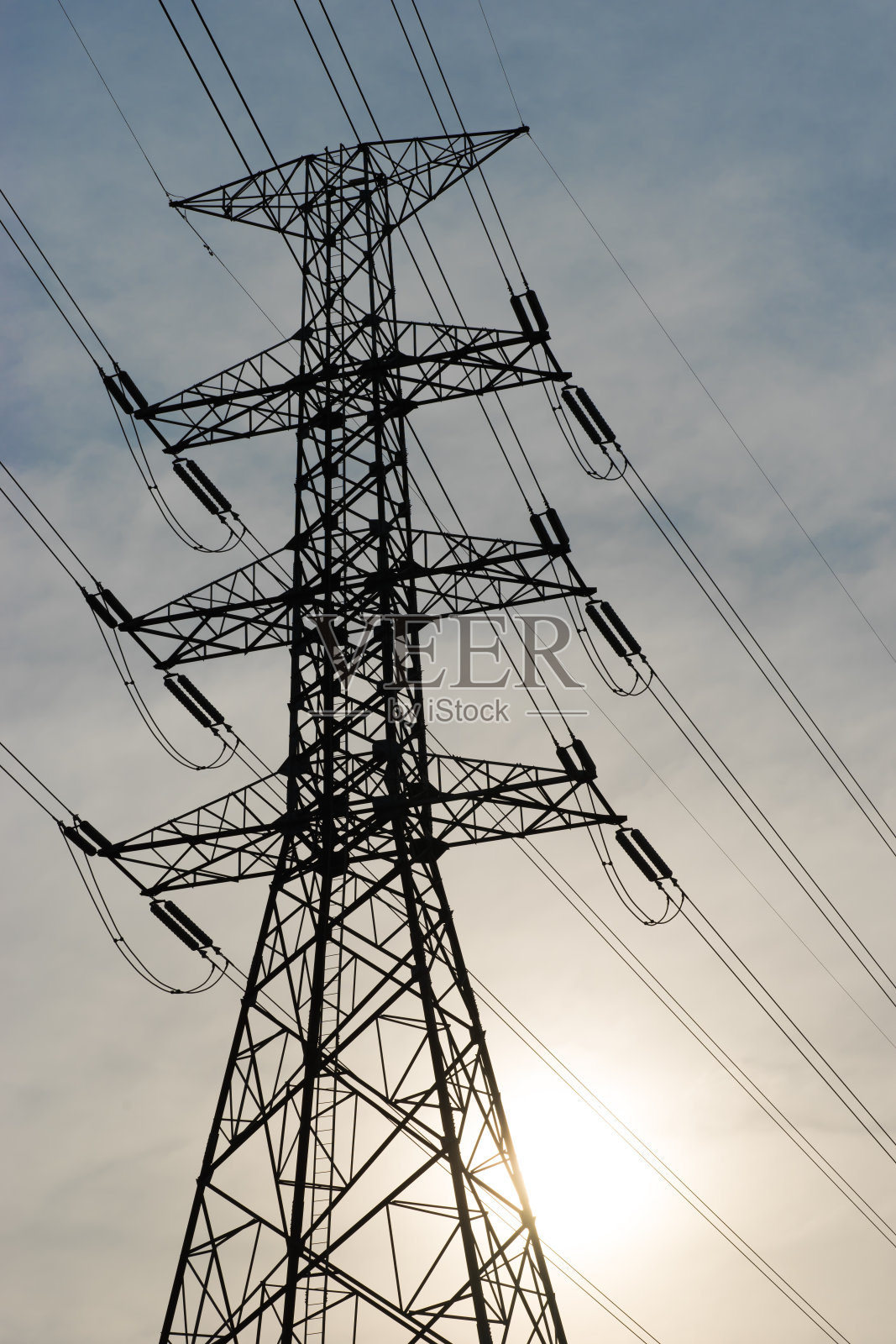 高压电塔剪影照片摄影图片