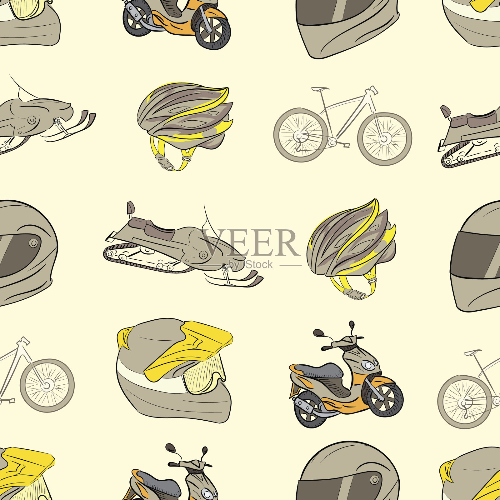 带头盔无缝运输插画图片素材