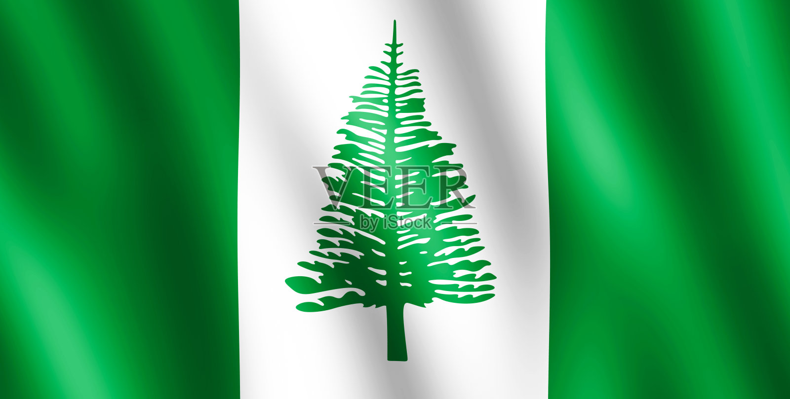 风中飘扬的诺福克岛旗帜照片摄影图片