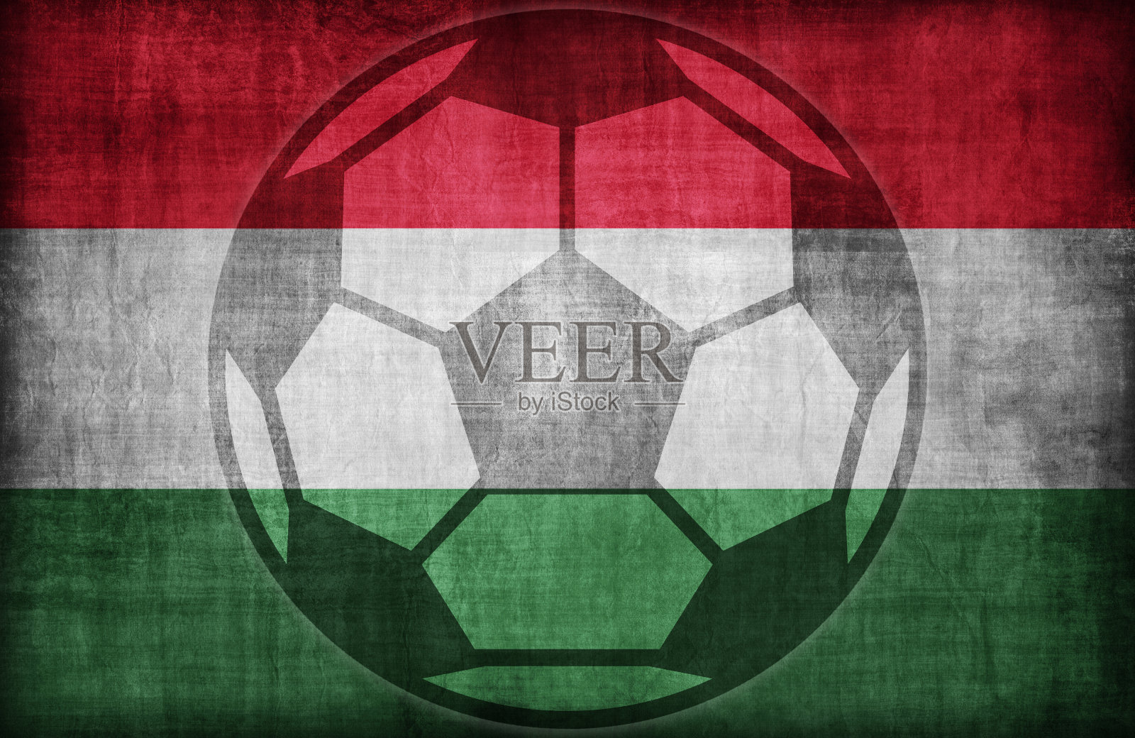 足球标志上印有匈牙利国旗图案，复古复古的风格照片摄影图片