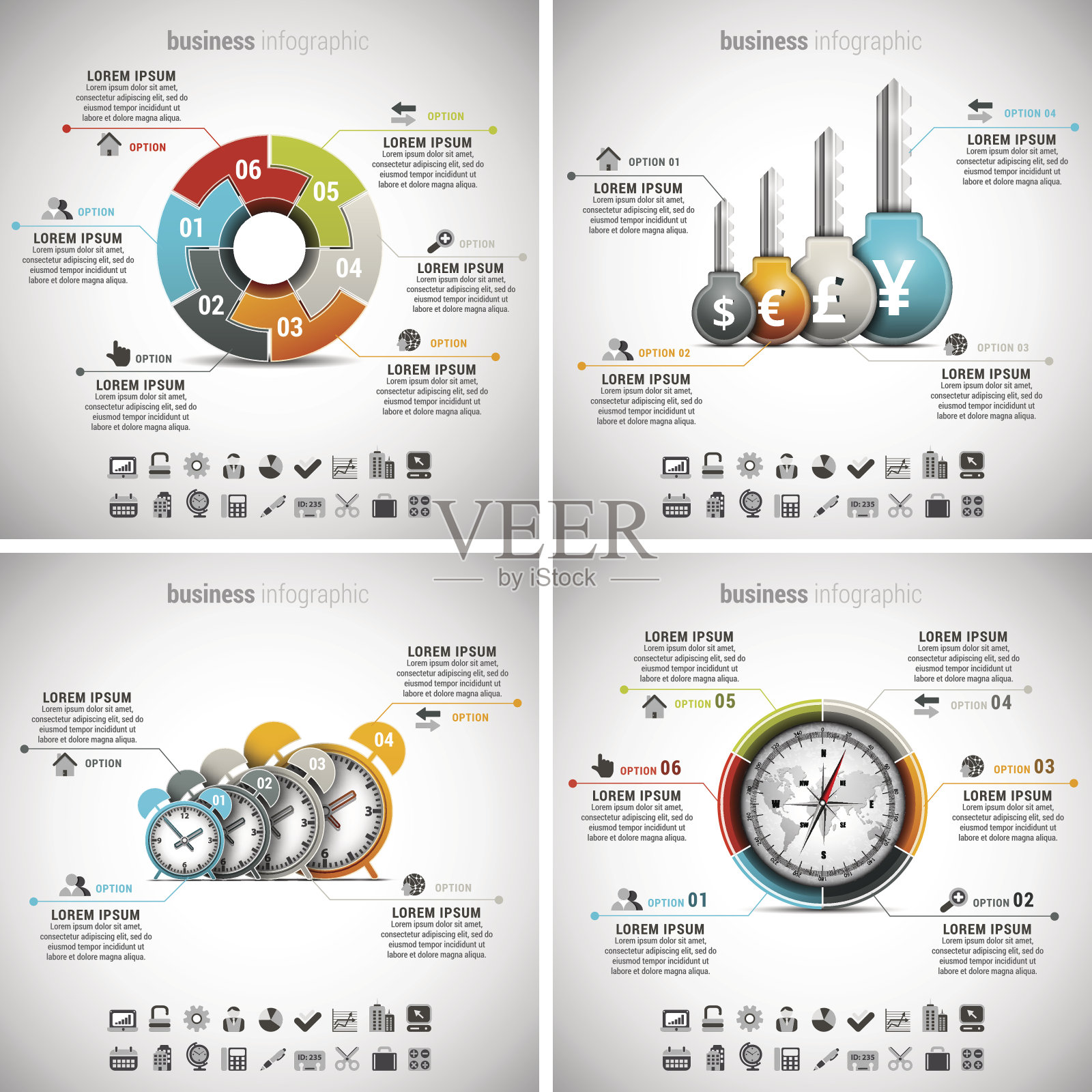 4合1信息图包插画图片素材
