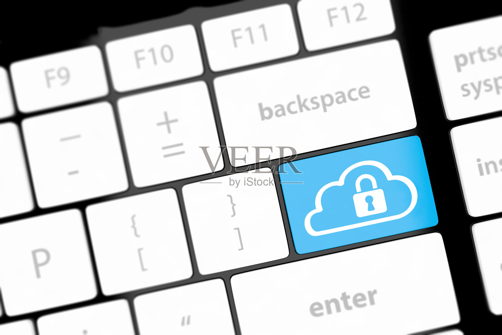 云计算安全概念上的键盘按键特写照片摄影图片