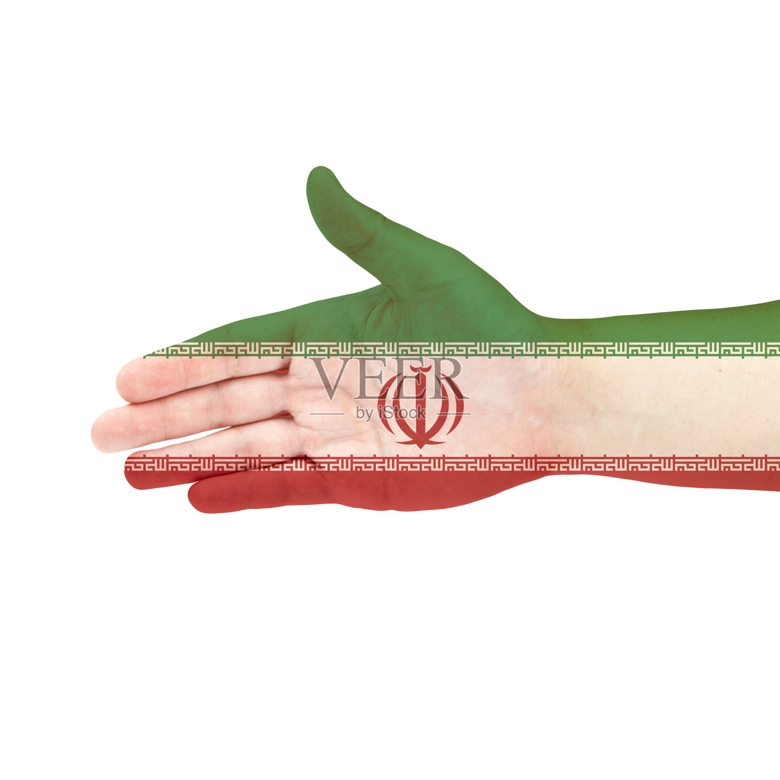 在白色背景上孤立的伊朗国旗照片摄影图片