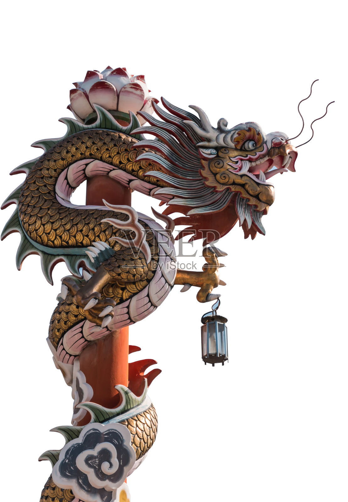 中国龙在泰国大城府的番城寺照片摄影图片