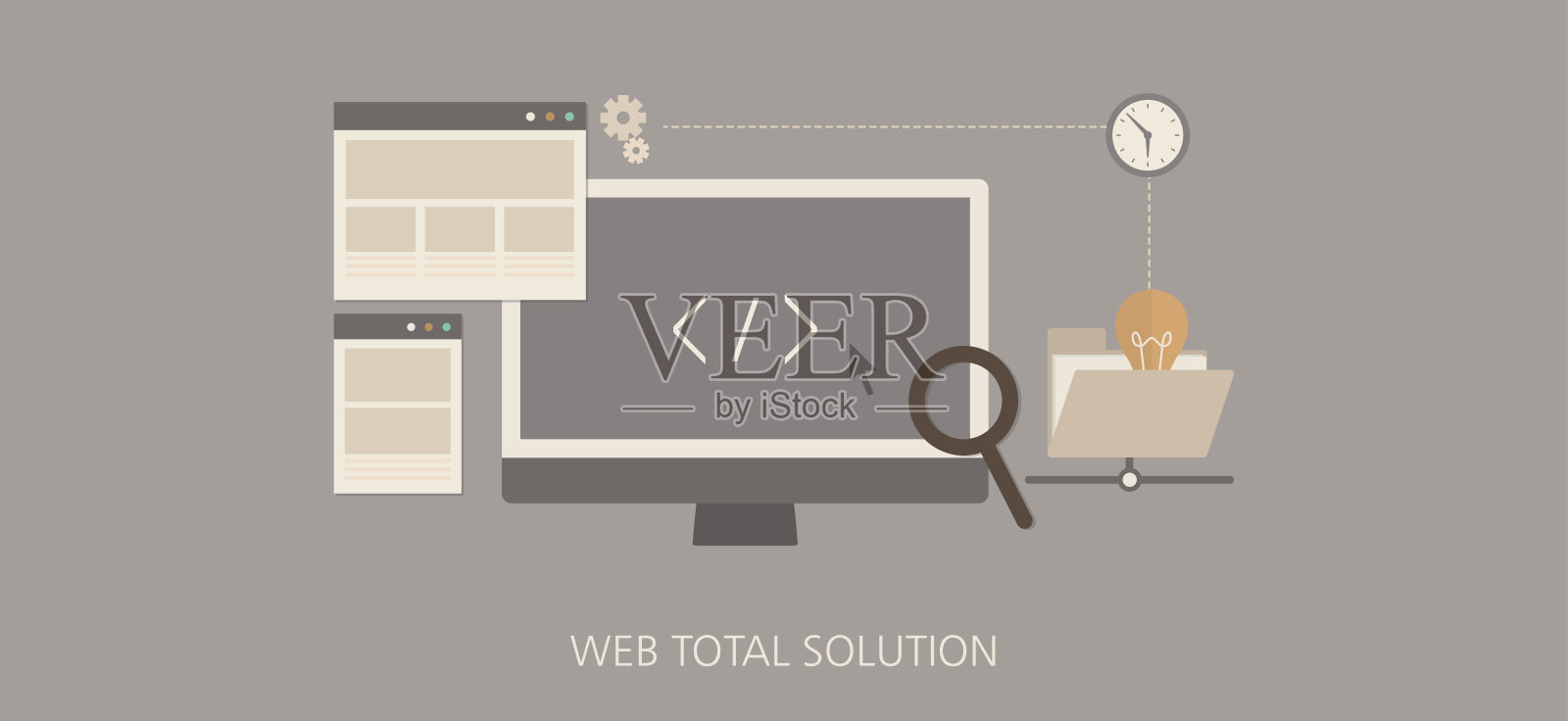 现代和经典的网页整体解决方案平面概念图标集插画图片素材