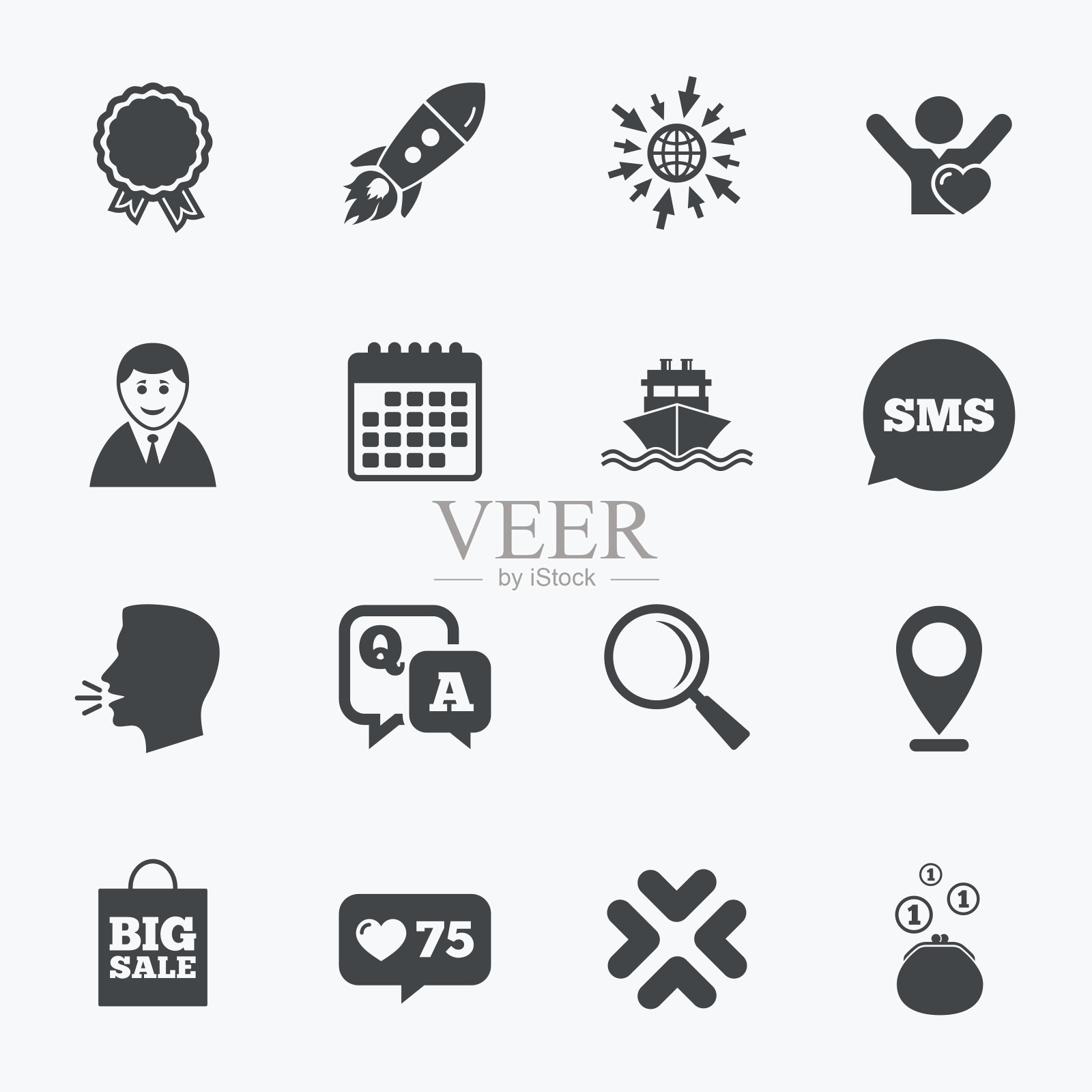 网上购物，电子商务和商业图标。图标素材