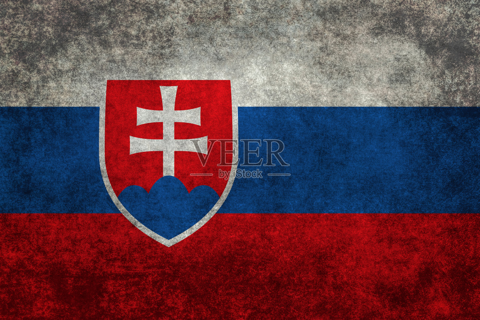 带有纹理处理的斯洛伐克国旗照片摄影图片