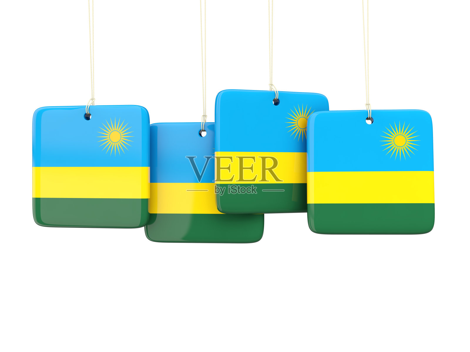 方形标签上有卢旺达国旗照片摄影图片