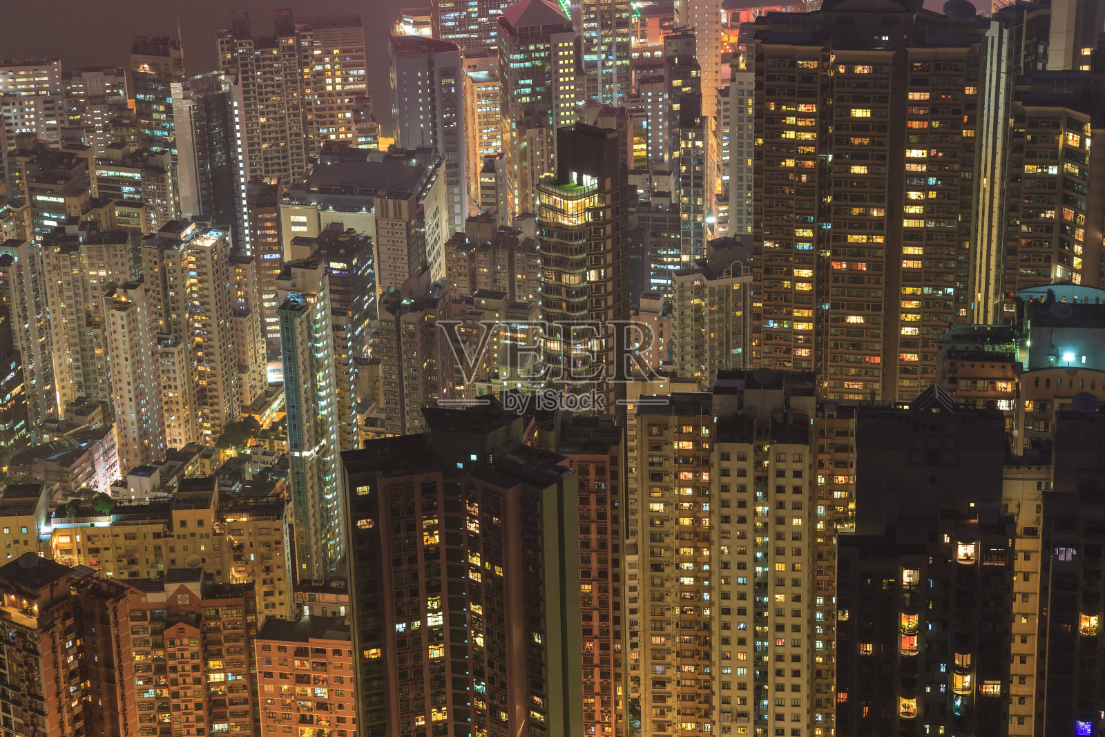 从太平山顶俯瞰香港城市天际线照片摄影图片