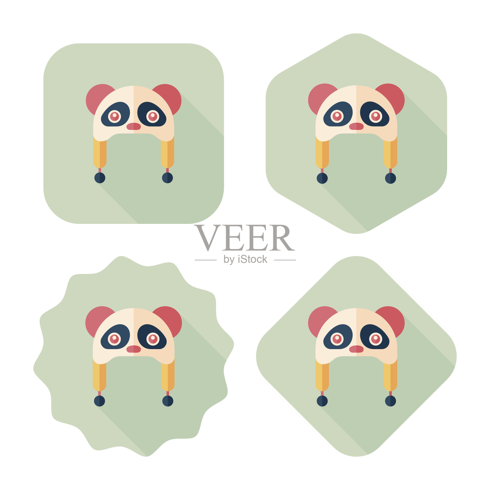 婴儿帽扁平图标与长影子，eps10插画图片素材