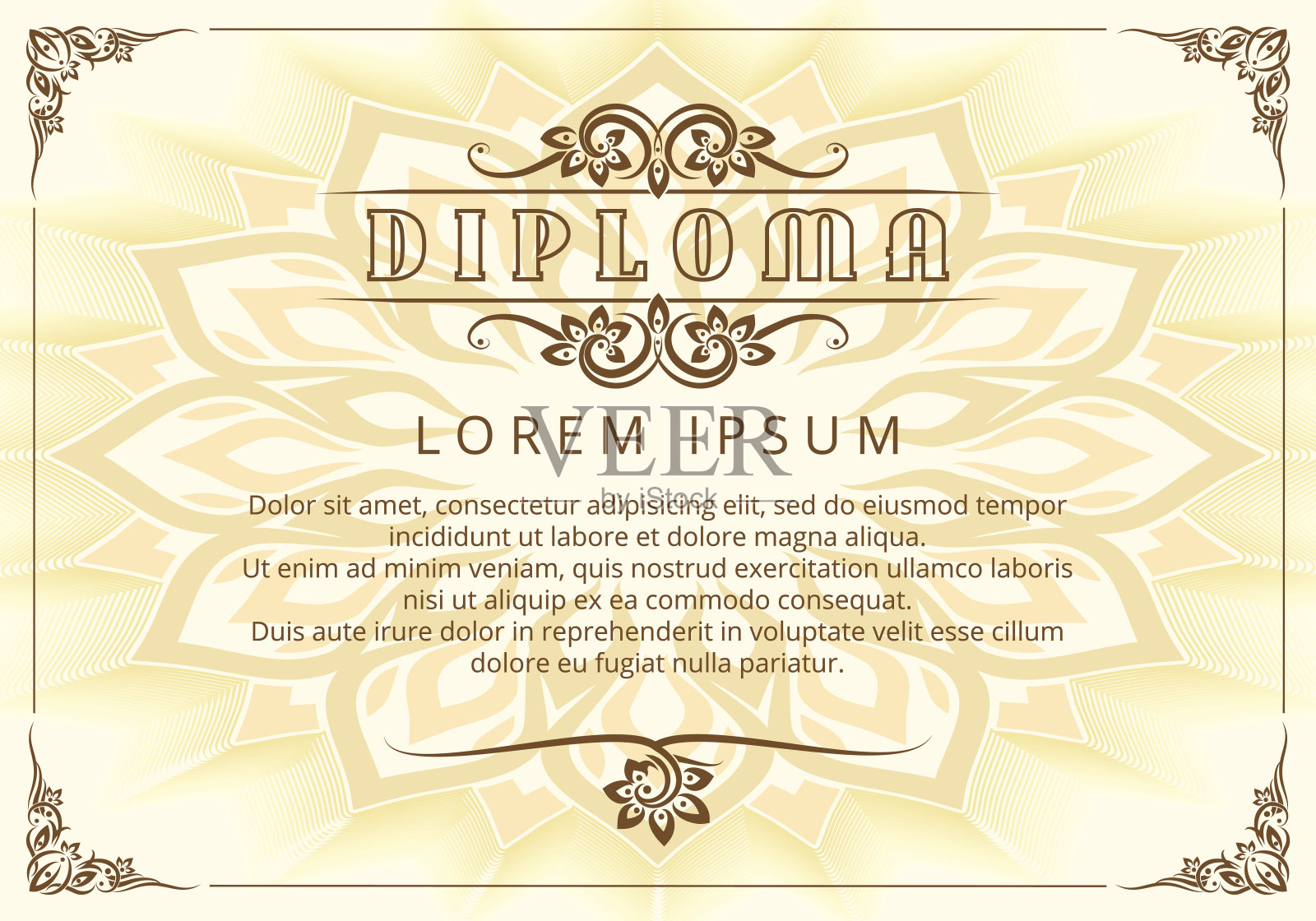 文凭模板与泰国设计元素插画图片素材