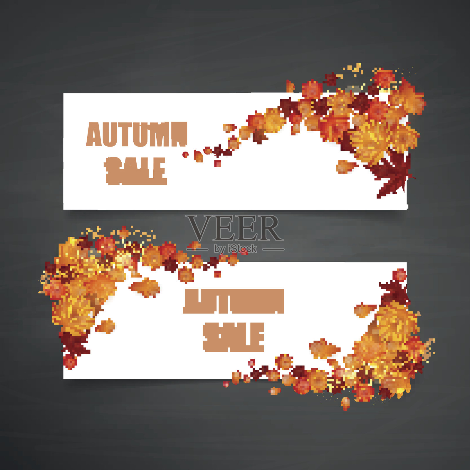 五彩缤纷的秋叶横幅-插图设计元素图片