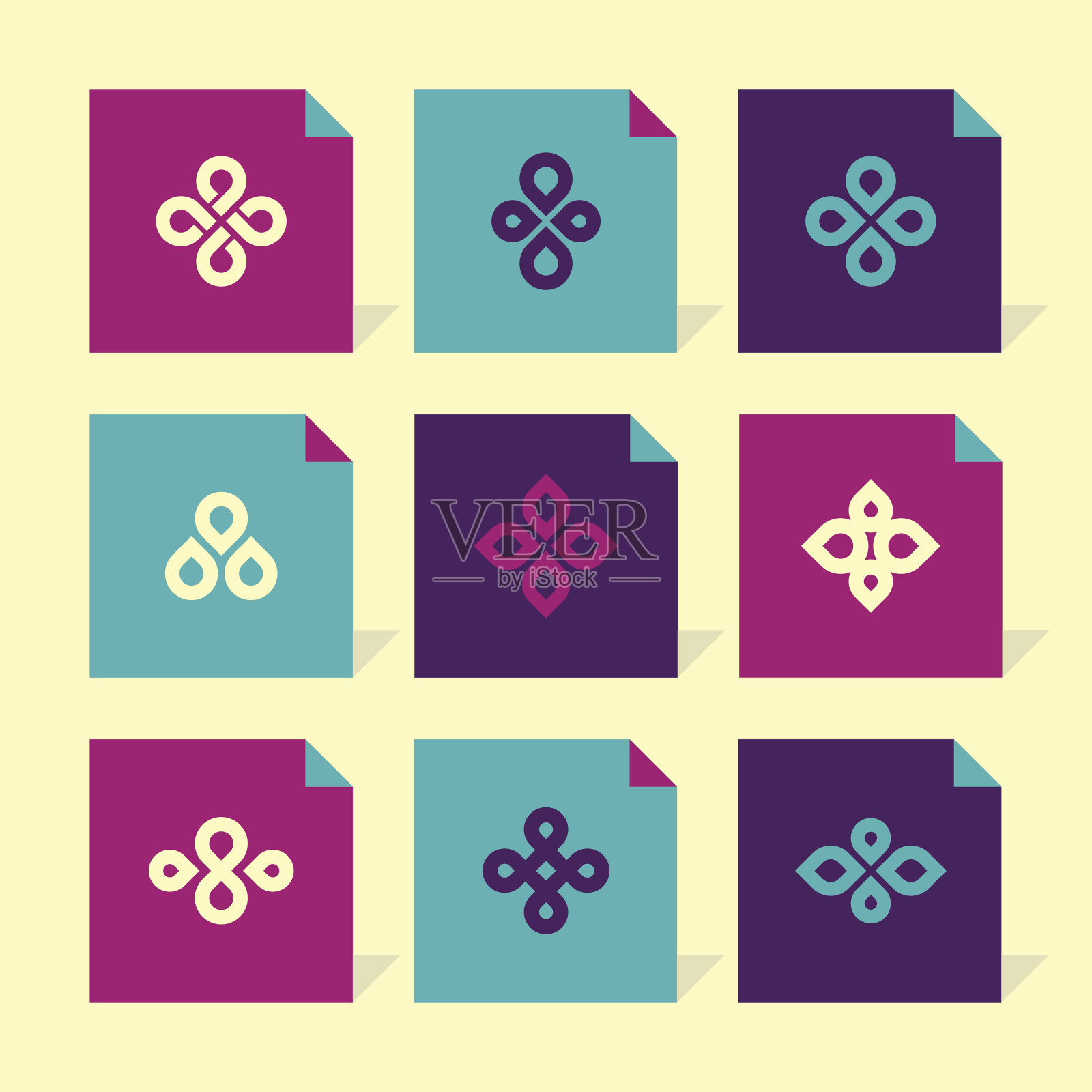 向量平面图标设置-植物符号插画图片素材