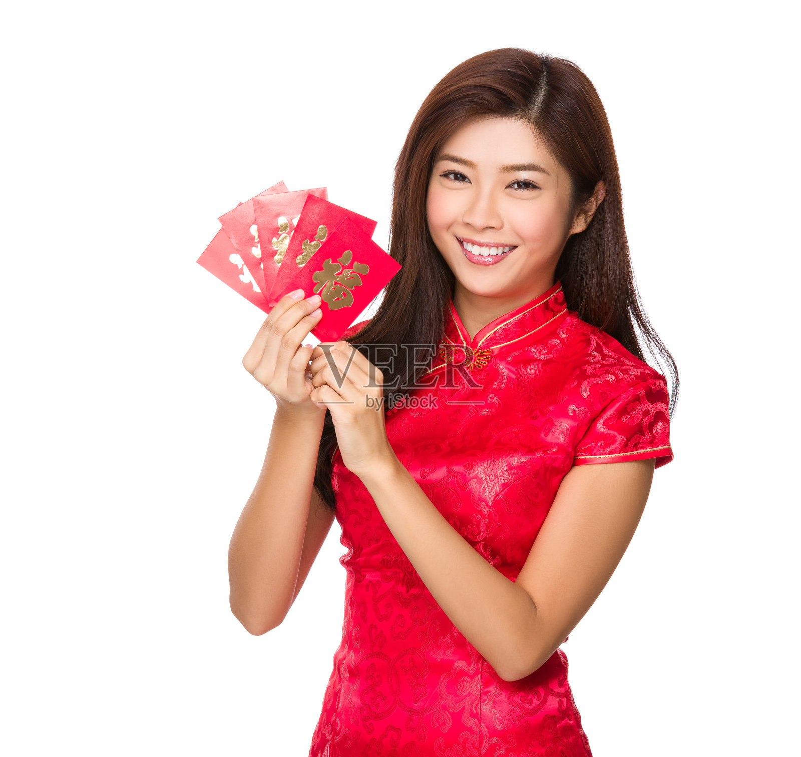 拿红包的女人照片摄影图片