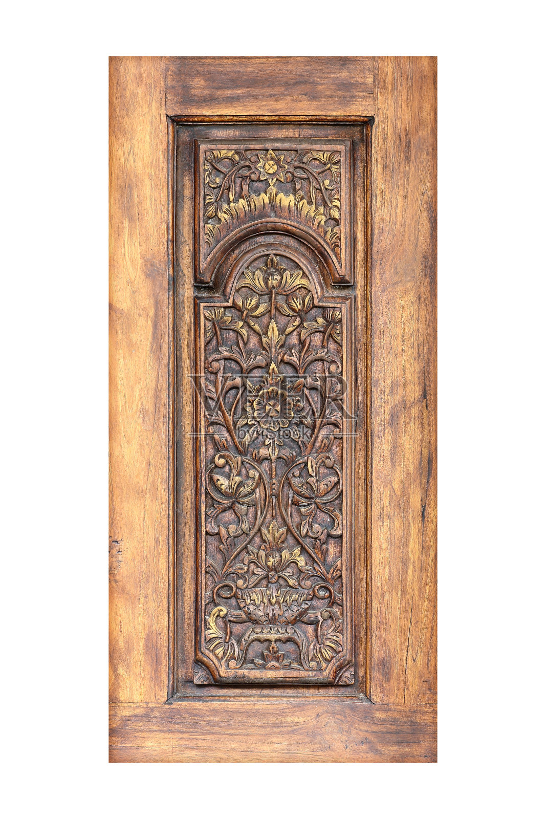 花的图案雕刻在木头上用于装饰照片摄影图片