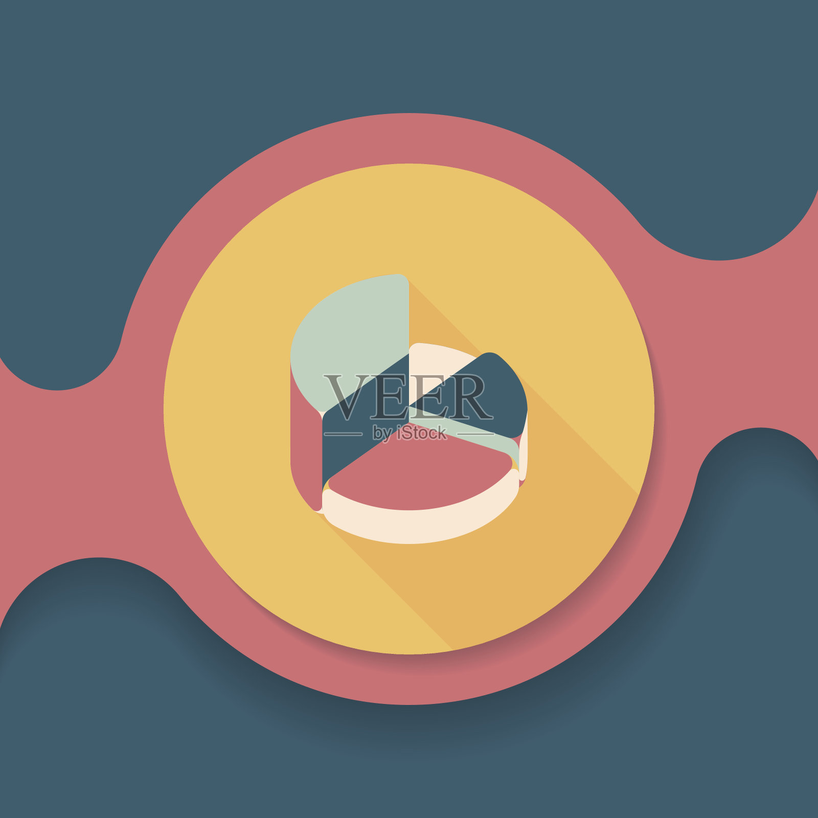 商业饼图与长阴影的平面图标，eps10图标素材