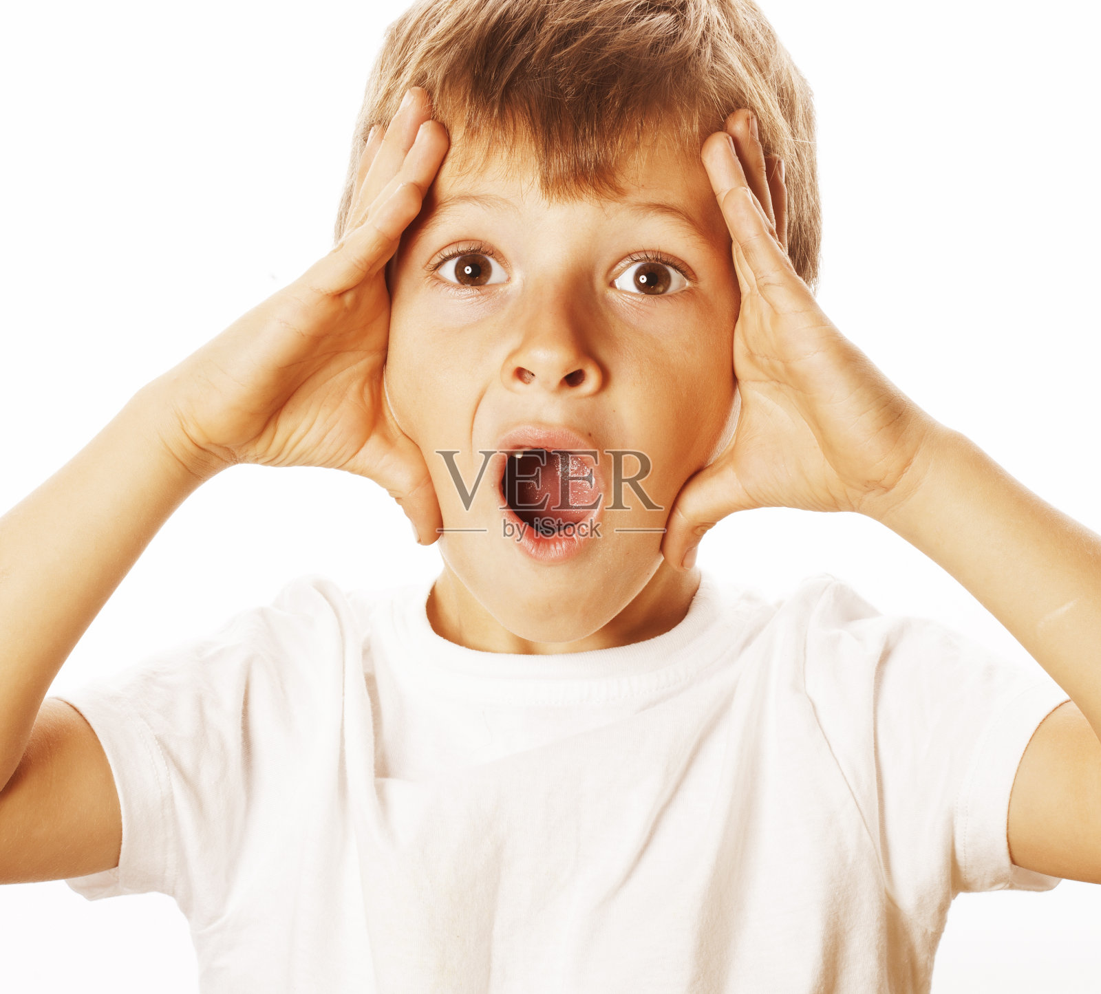 年轻漂亮的男孩好奇的脸孤立的手势近距离照片摄影图片