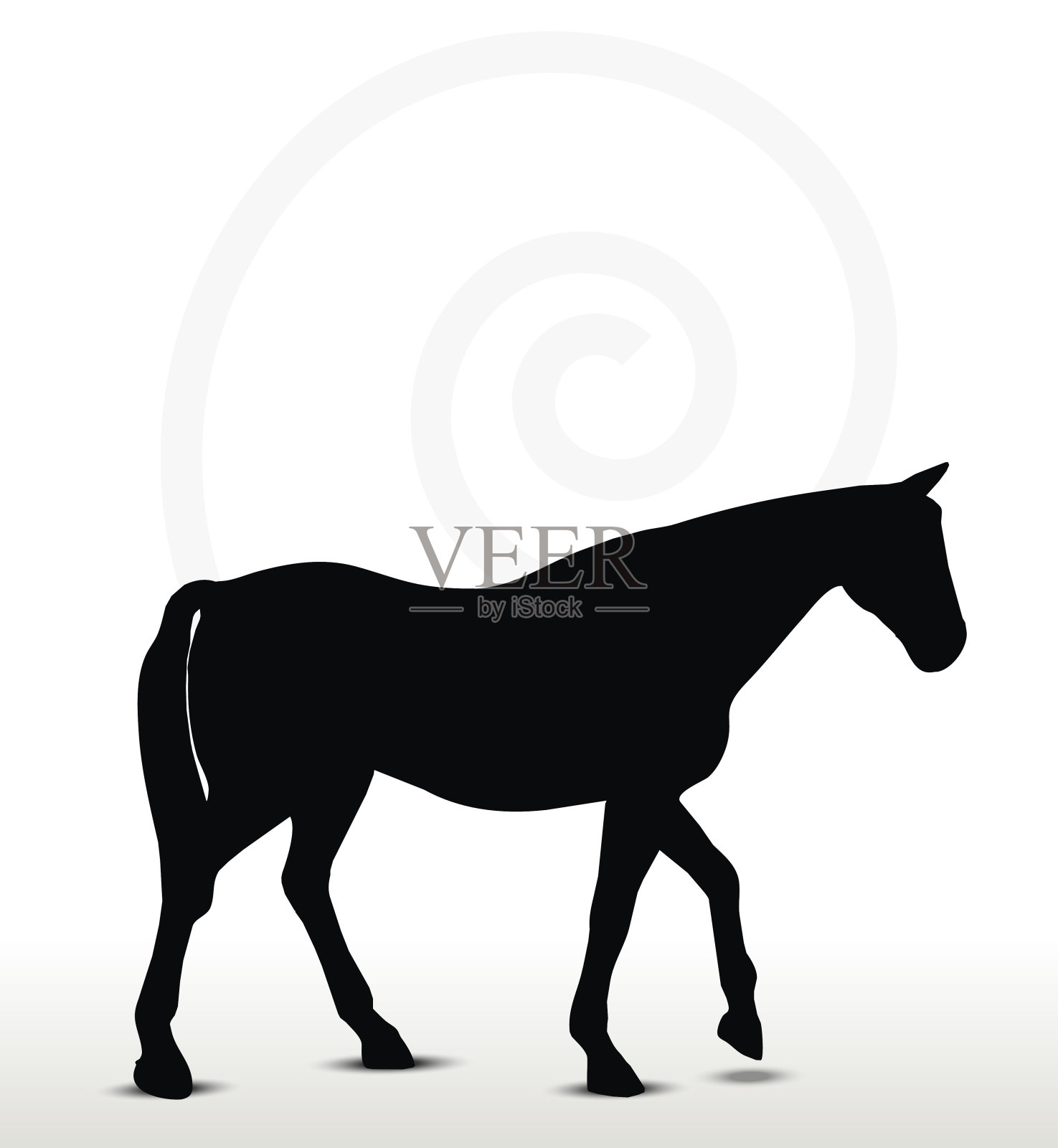 马的剪影在行走头向上的位置设计元素图片