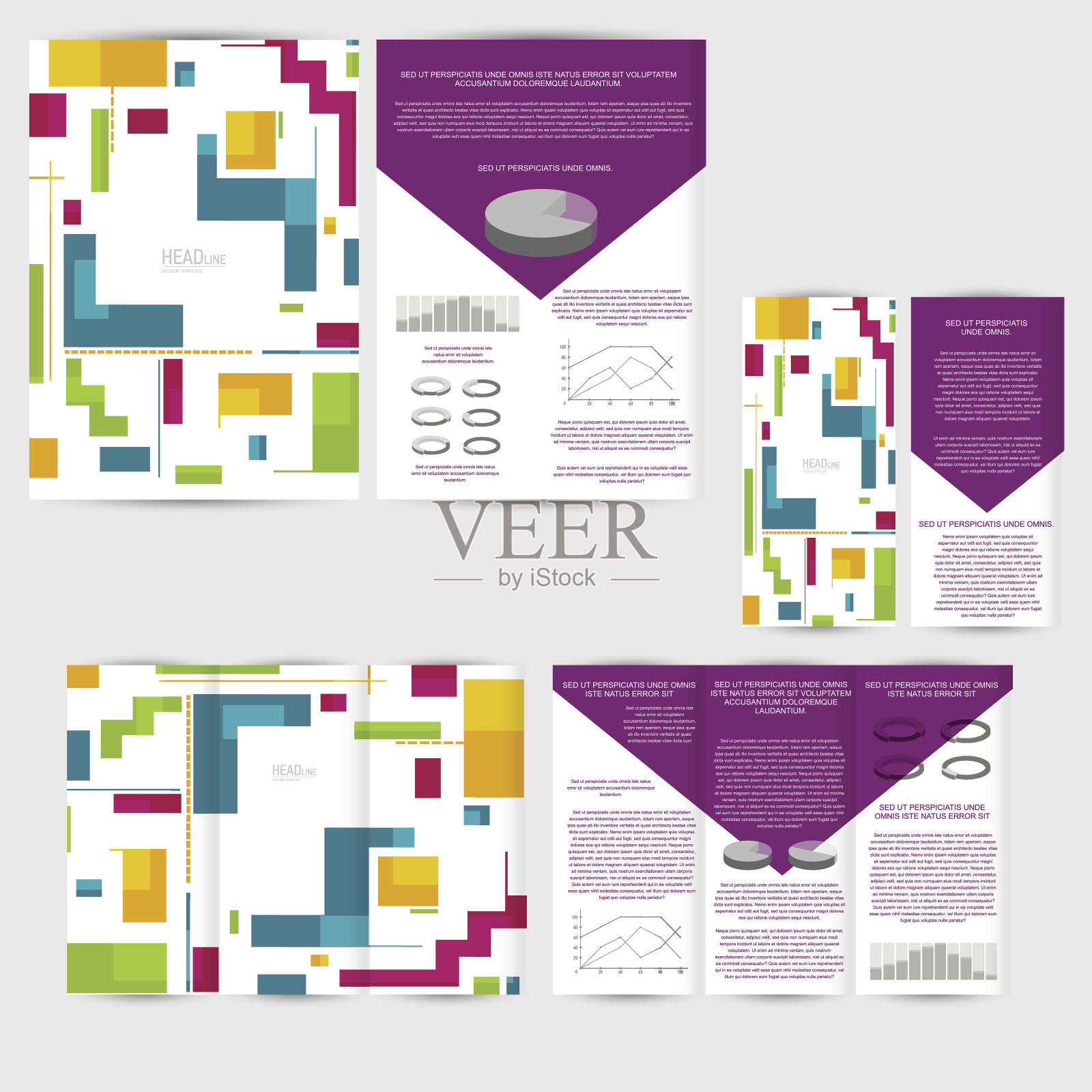 一套设计模板与传单，海报，小册子。设计模板素材