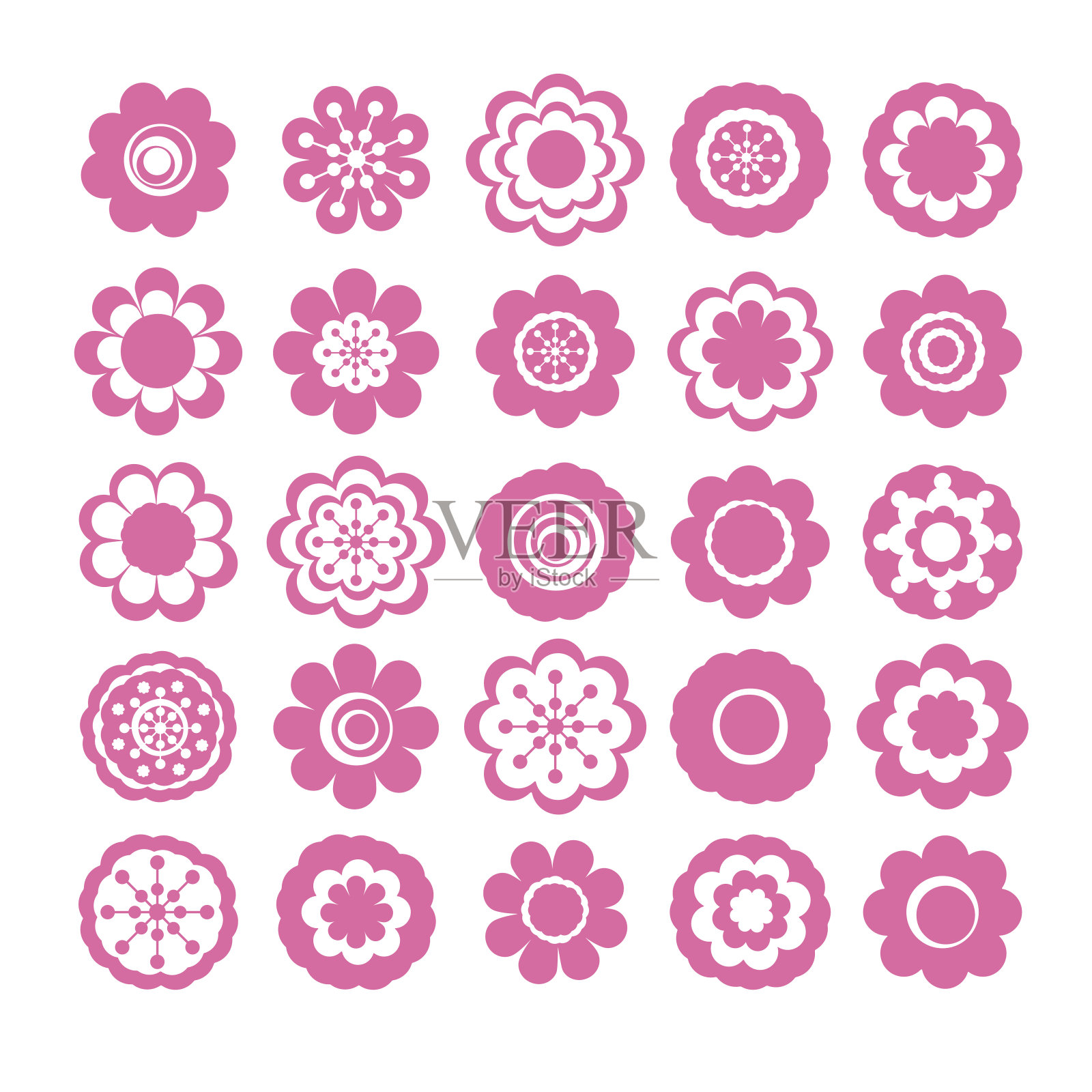 现实纸贴纸:一套花插画图片素材