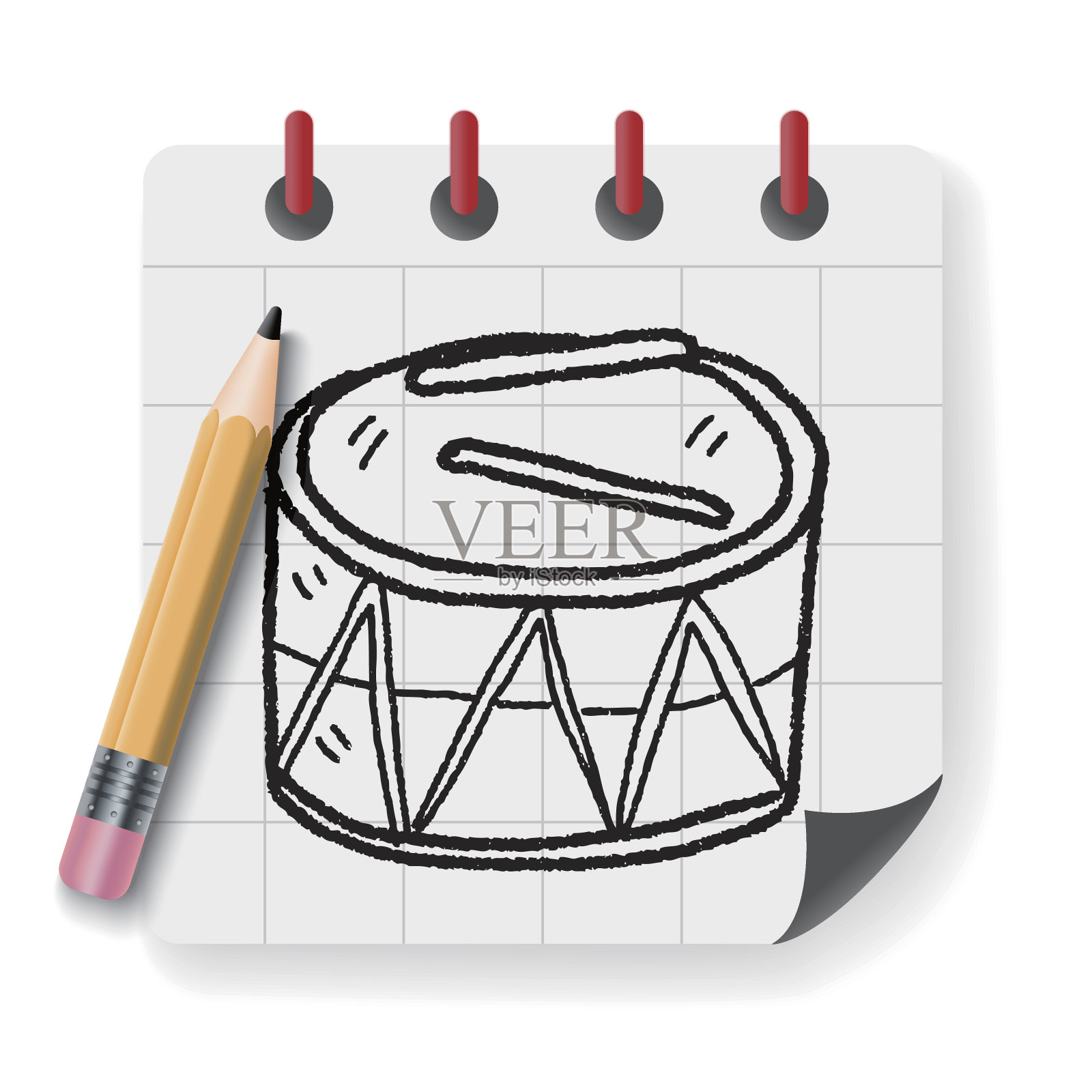 涂鸦玩具鼓插画图片素材