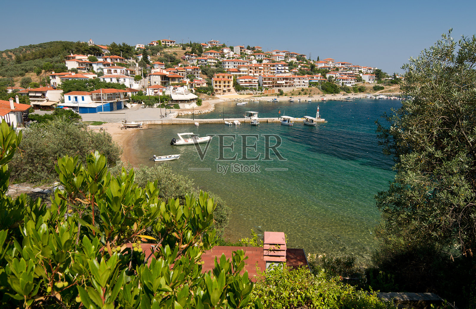 希腊北部查尔基迪基的渔村照片摄影图片