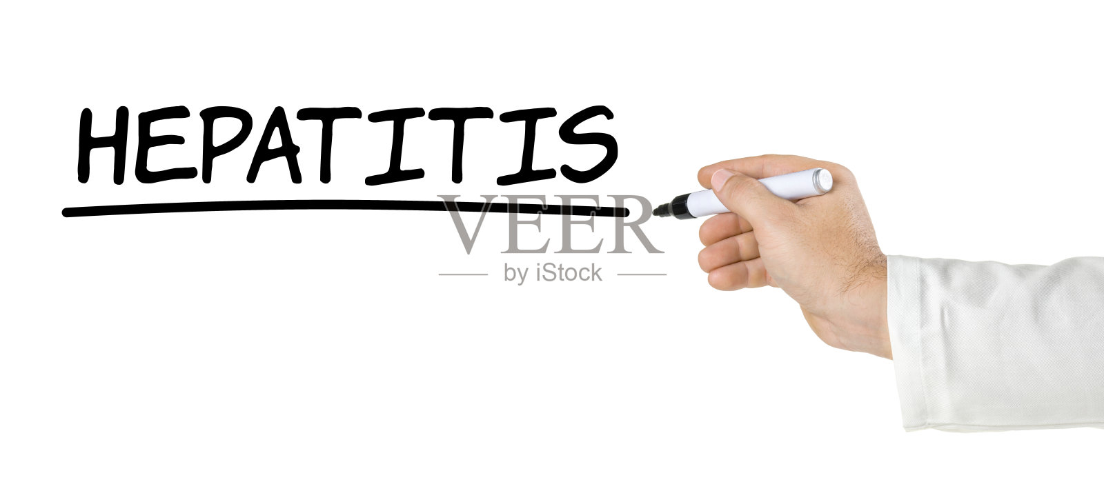 用钢笔手写“肝炎”这个词照片摄影图片