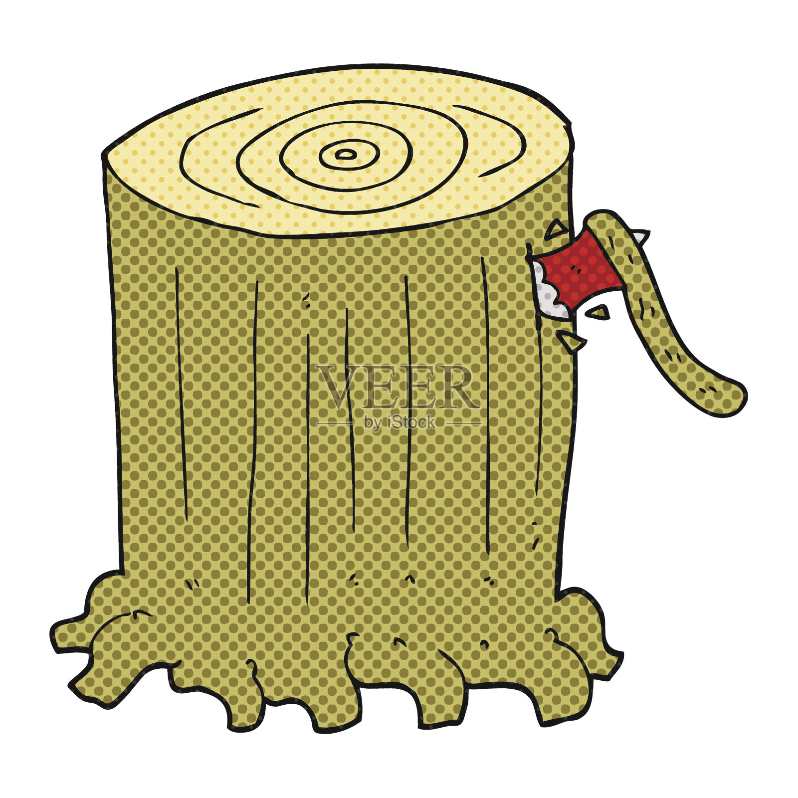 卡通大树桩插画图片素材