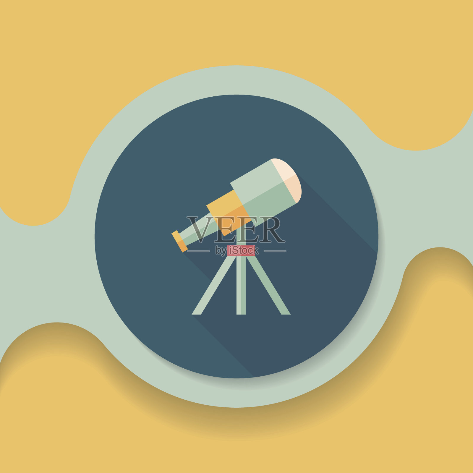 望远镜平面图标与长阴影，eps10设计元素图片