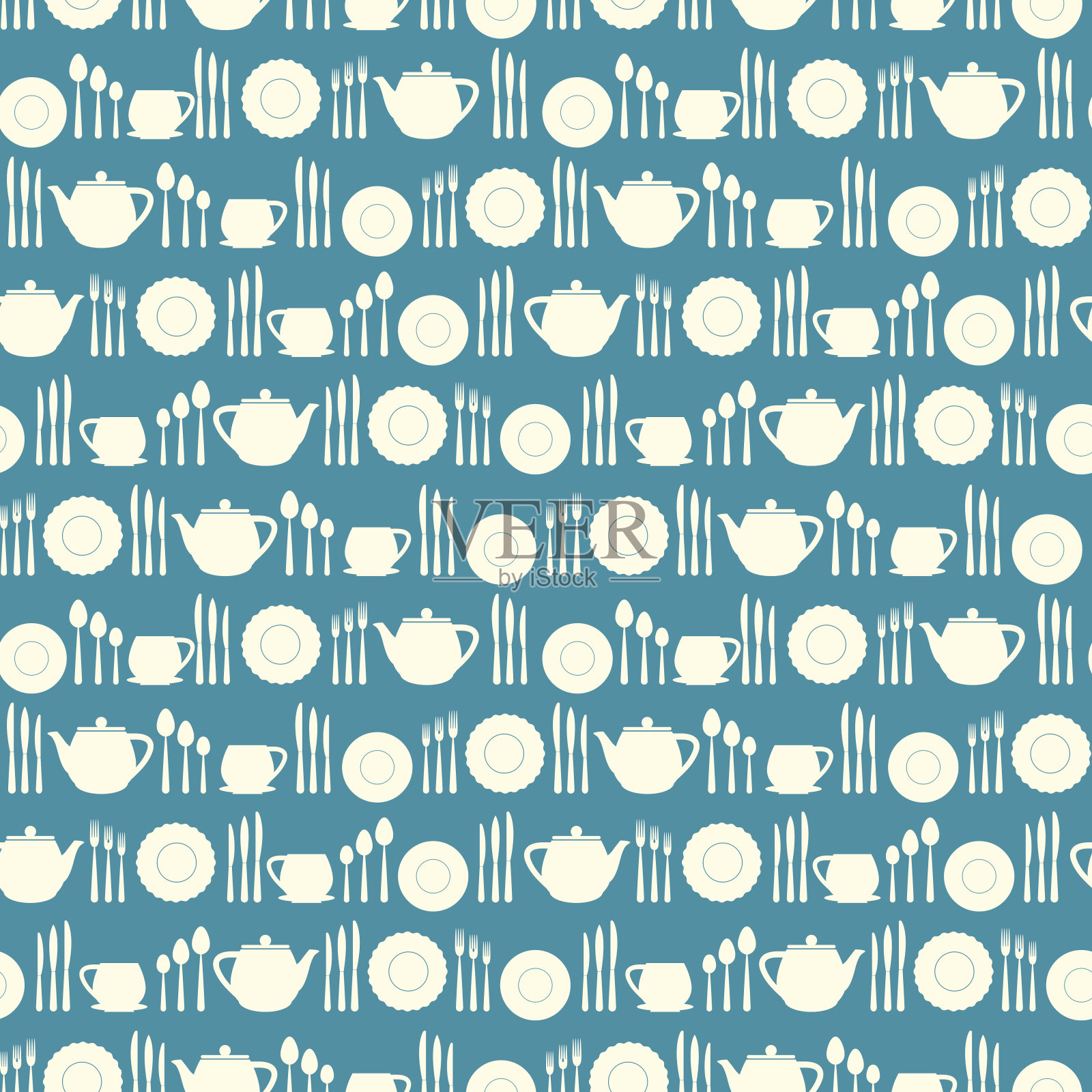 餐具无缝模式。插画图片素材