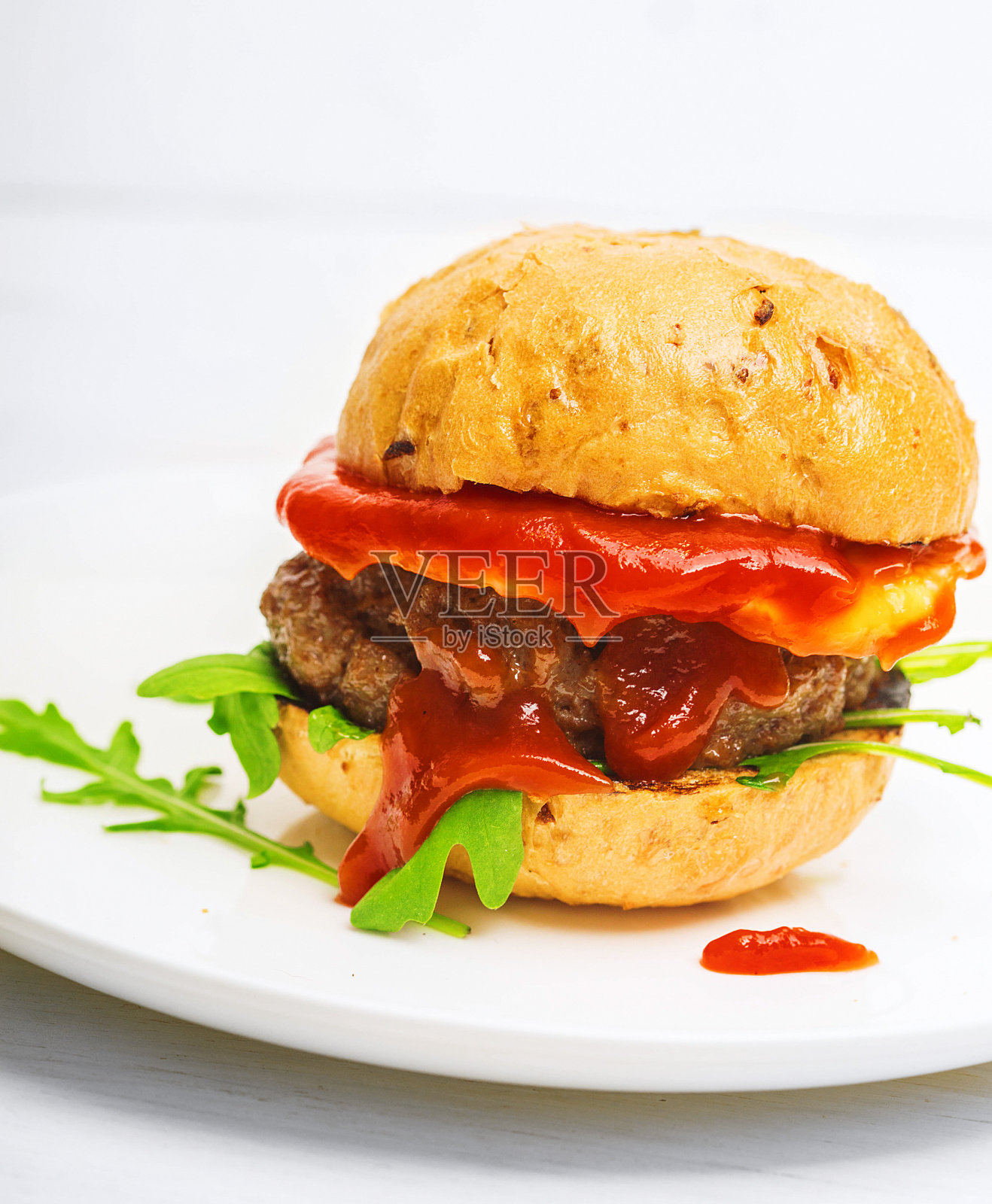 汉堡包，有肉和蛋的快餐照片摄影图片