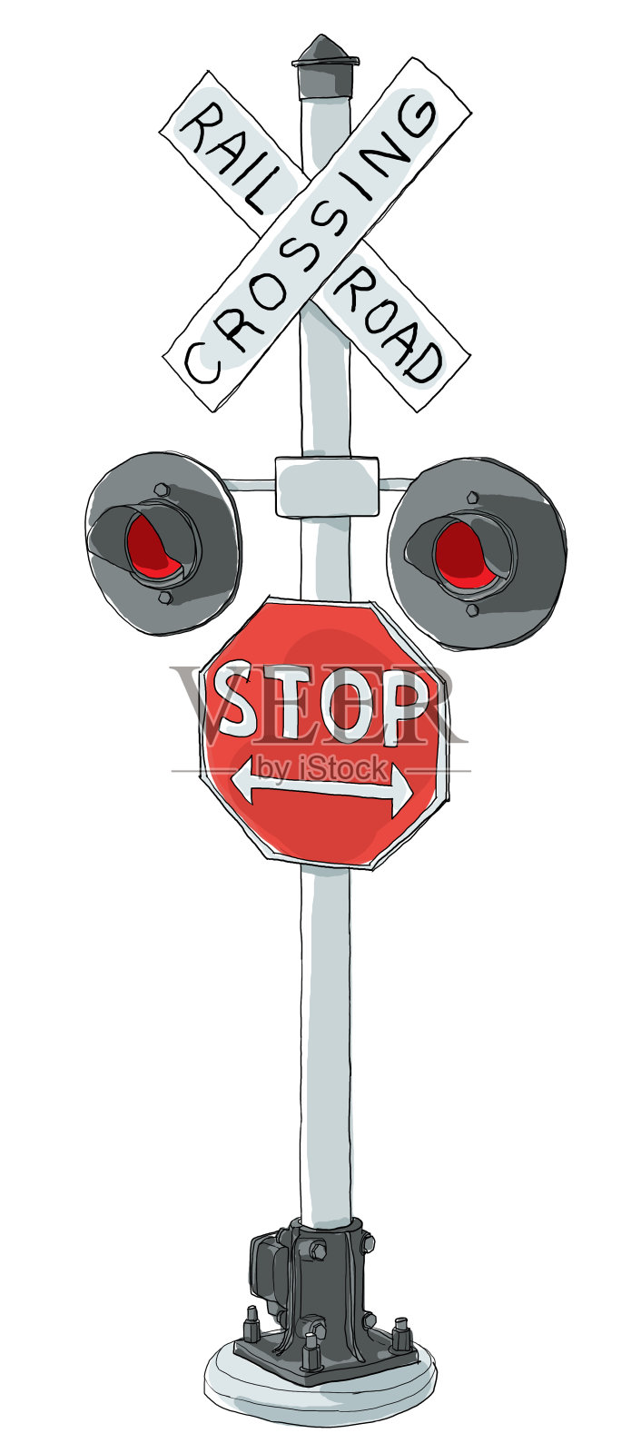 旧十字路口信号插画图片素材