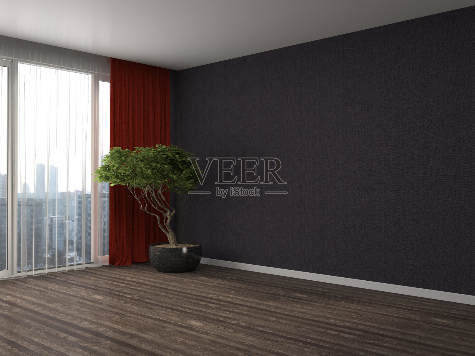 内部有大窗户。三维演示照片摄影图片