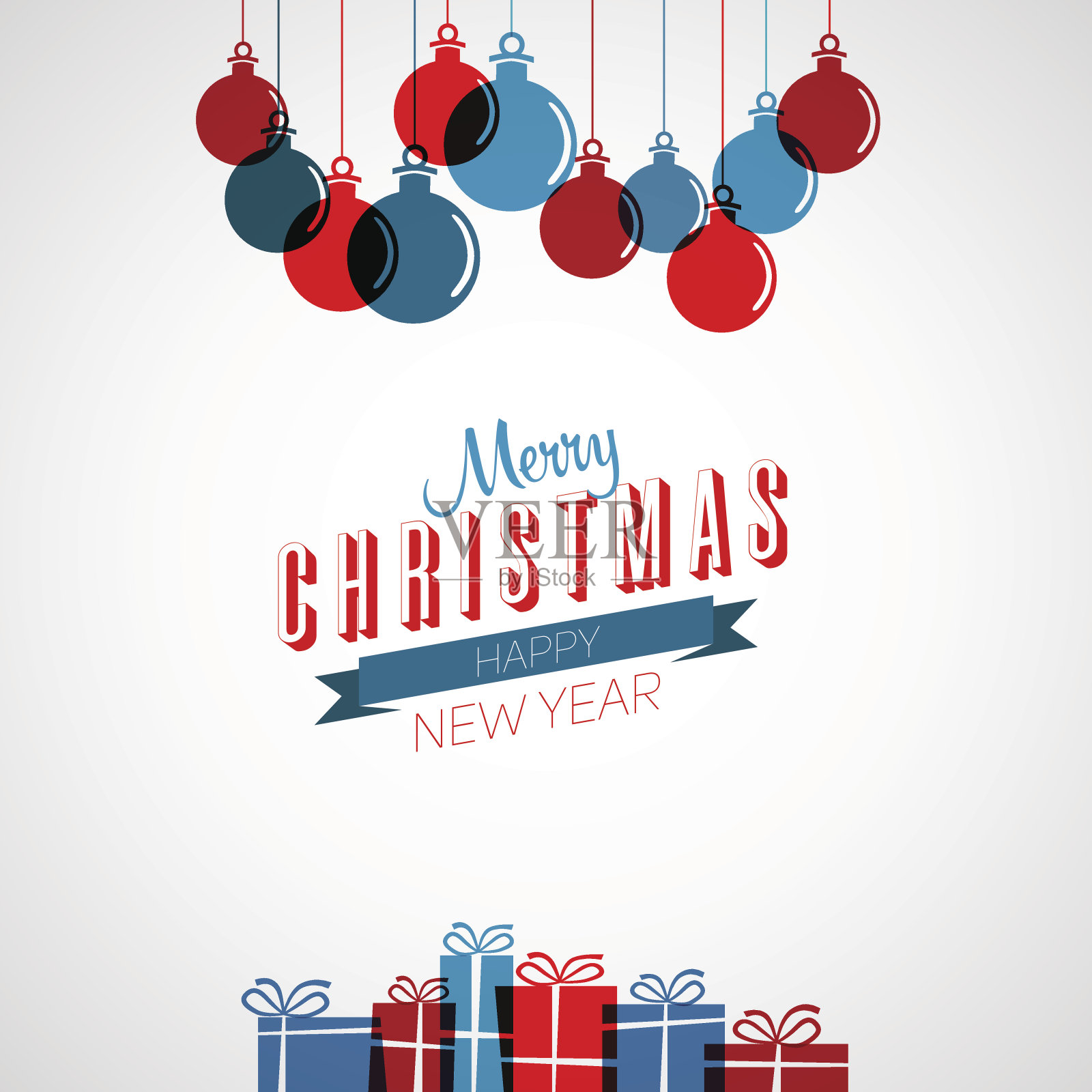 圣诞快乐，新年快乐，复古风格的贺卡设计模板素材