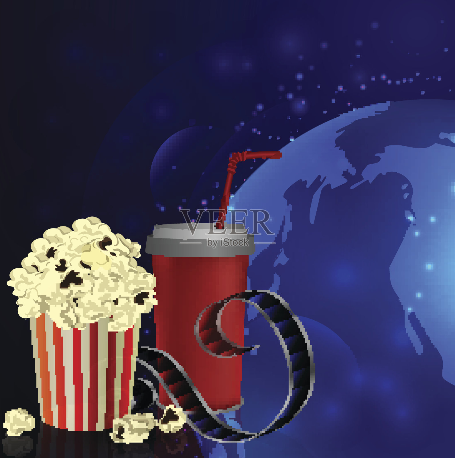 爆米花和电影设计模板素材