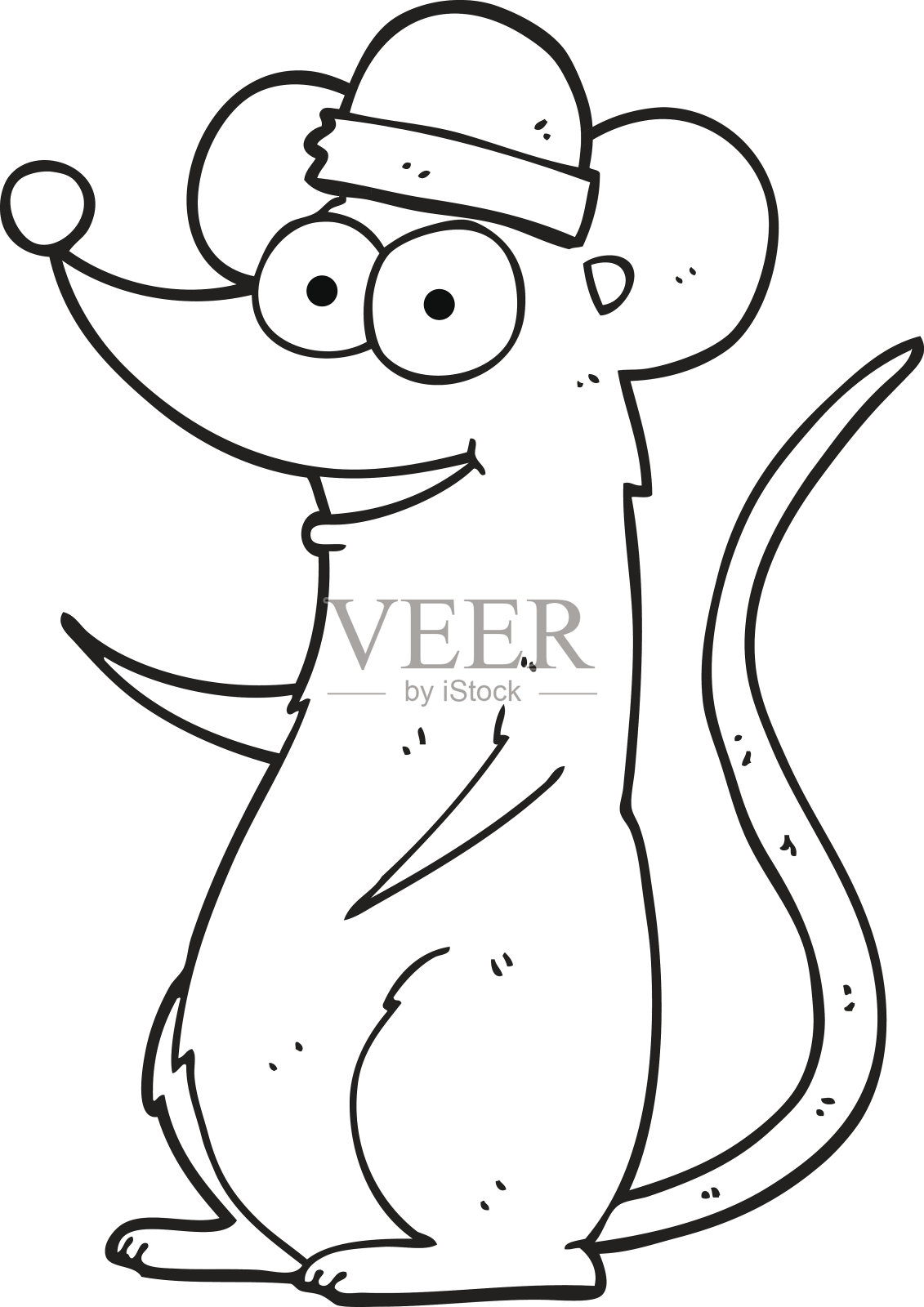 黑白卡通快乐老鼠插画图片素材