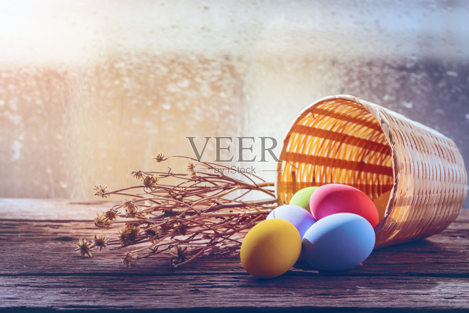 篮子里的复活节彩蛋照片摄影图片