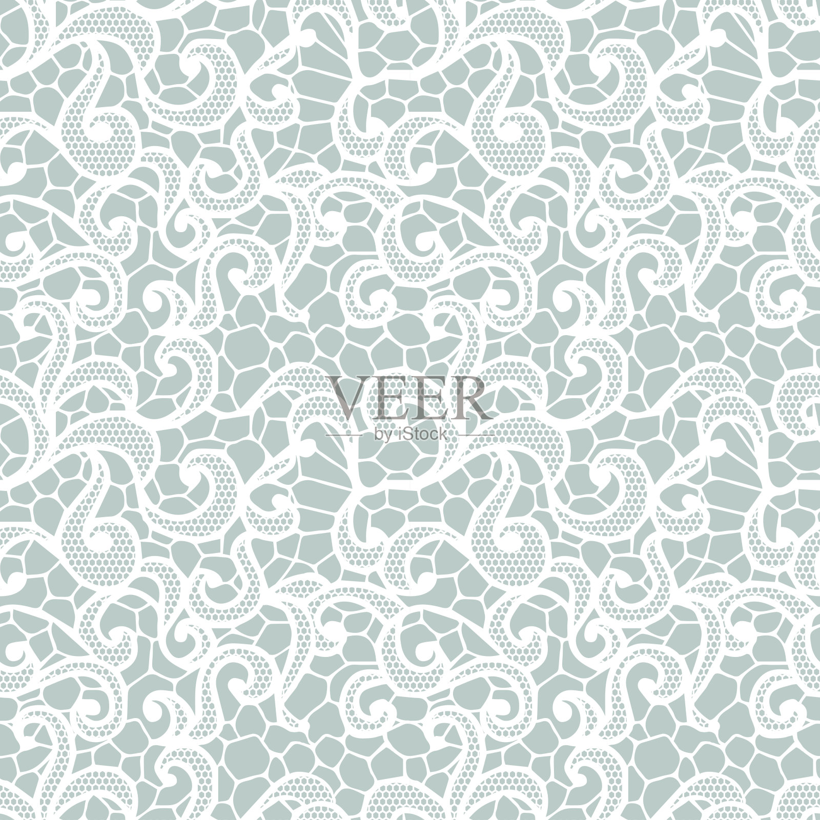 花边无缝图案与花插画图片素材