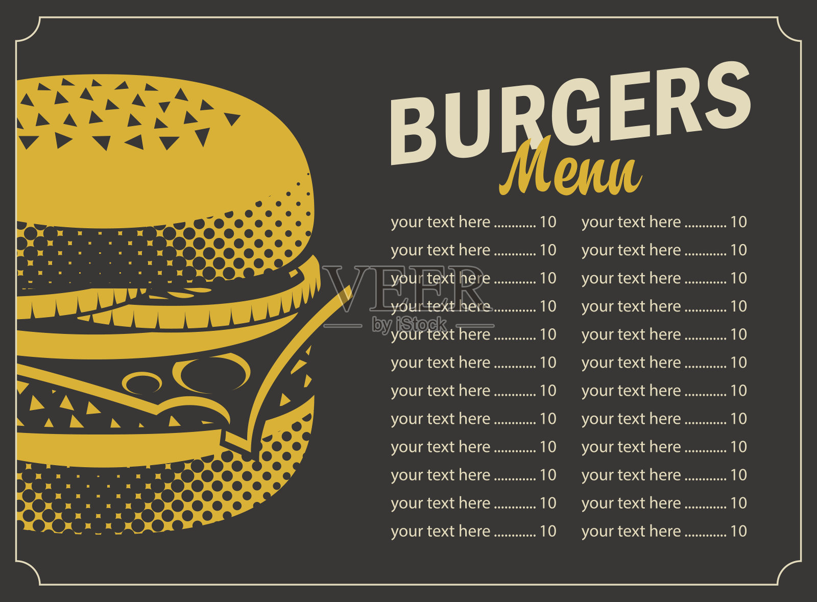 汉堡菜单和价目表插画图片素材