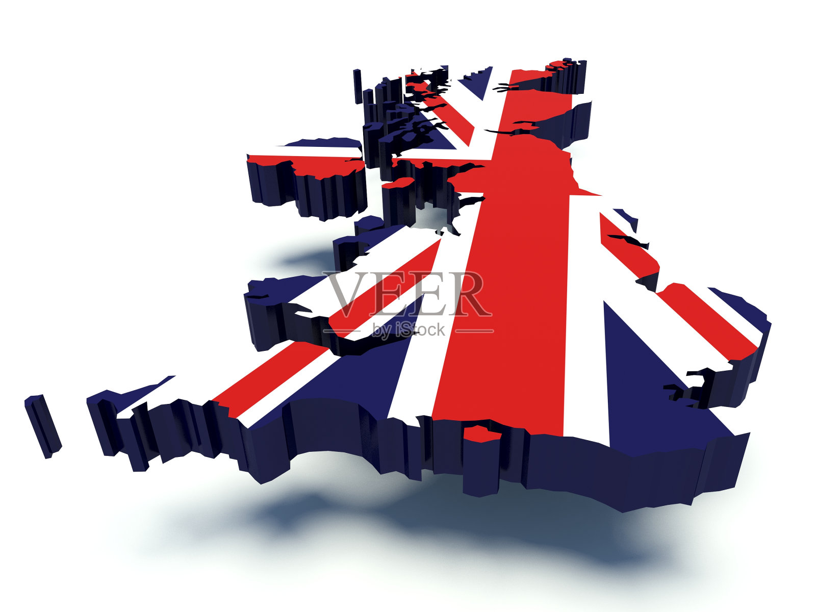 带有旗帜颜色的英国地图。照片摄影图片